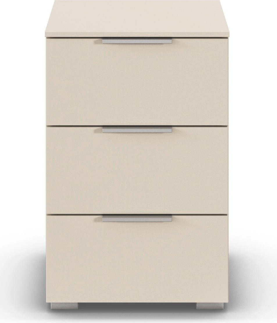 OTTO home Nachtkommode "Nachttisch Nachtschrank Schubladen Sideboard Schubladenkommode ASTANA" Breite 40 cm / Höhe 61 cm, mit 3 geräumigen Schubladen, Kantengriff in Alufarben MADE IN GERMANY