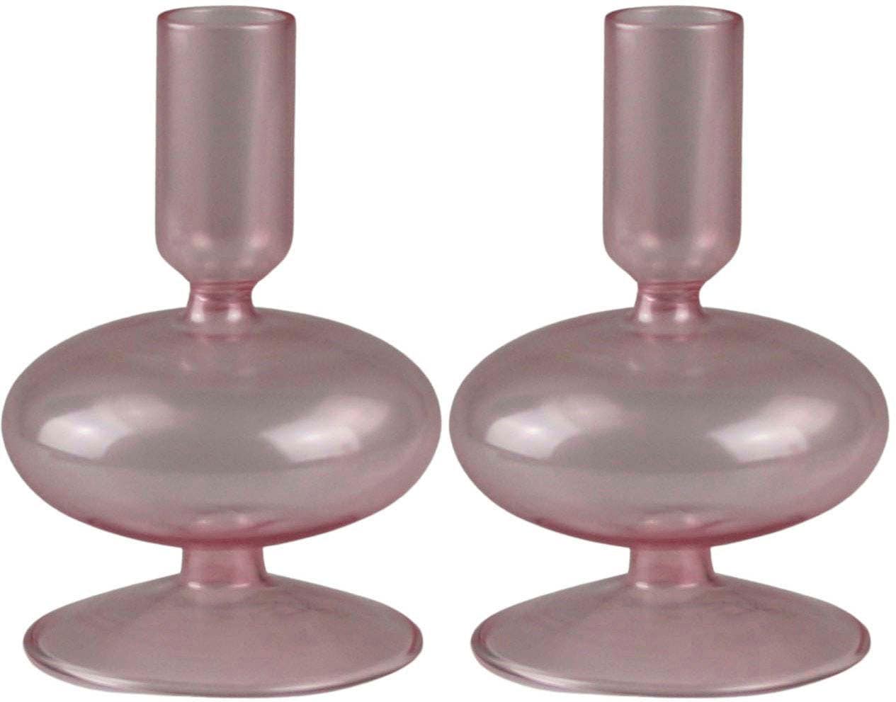 AM Design Kerzenständer "Kerzenhalter mit kunstvollen Ausbuchtungen", (Set, 2 St.), Stabkerzenhalter aus Glas, Höhe ca. 