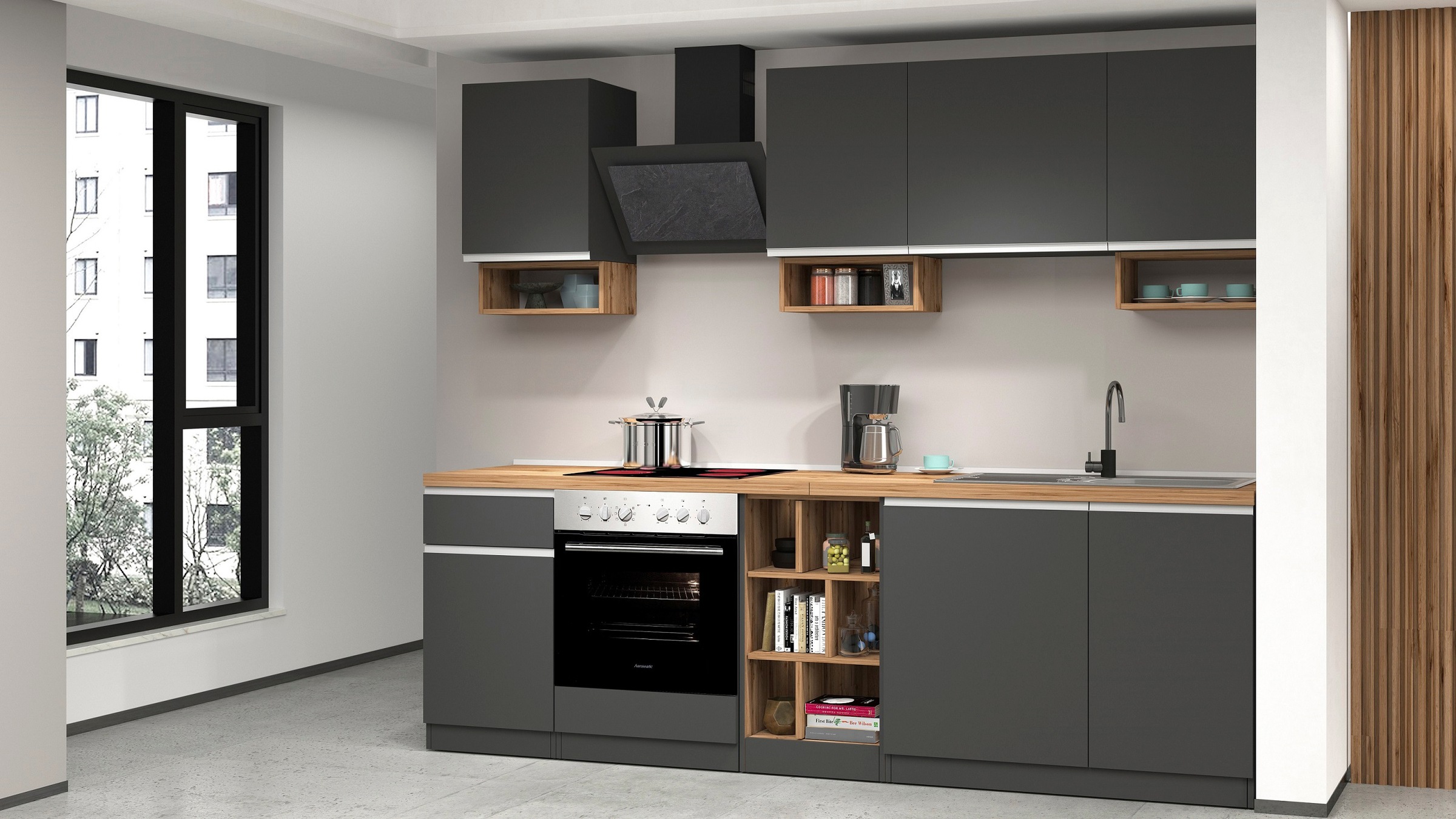 KOCHSTATION Küchenzeile »KS-Sole«, Breite 256 cm, mit Geschirr-Abtropfschrank, ohne E-Geräte