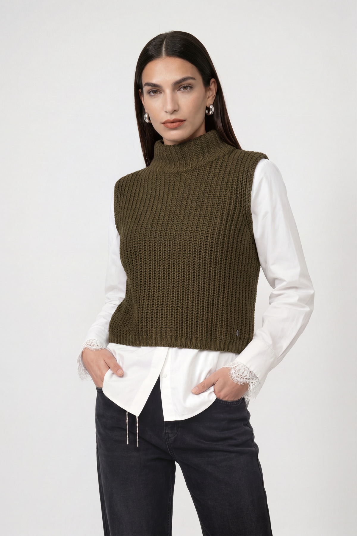 Monari Pullunder "Pullunder Basic Chenille" Regular fit mit Stehkragen
