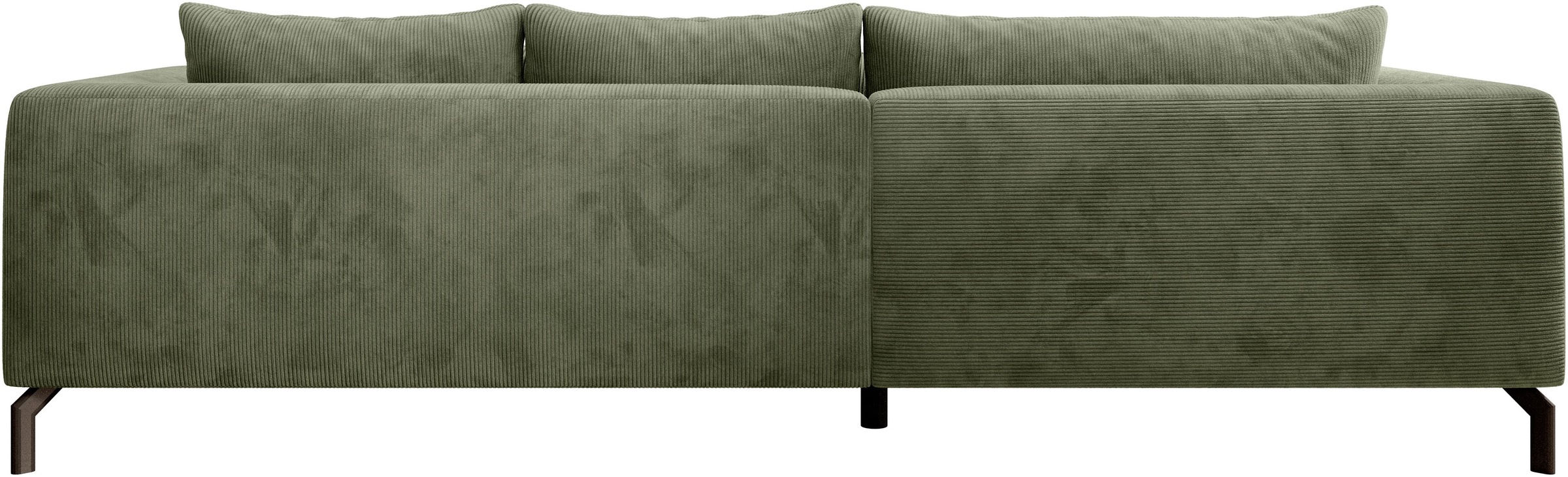 Ecksofa HOME AFFAIRE "Cross, mit softem Sitz, L-Form, wendbare Zierkissen, Breite 284 cm", grün (mayfly), B:284cm H:82cm T:172cm, 88% PES; 12% Nylon, Sofas, Ecksofa, Couch mit vielen Kissen, stylische Kreuznaht, elegante Metallfüße 6