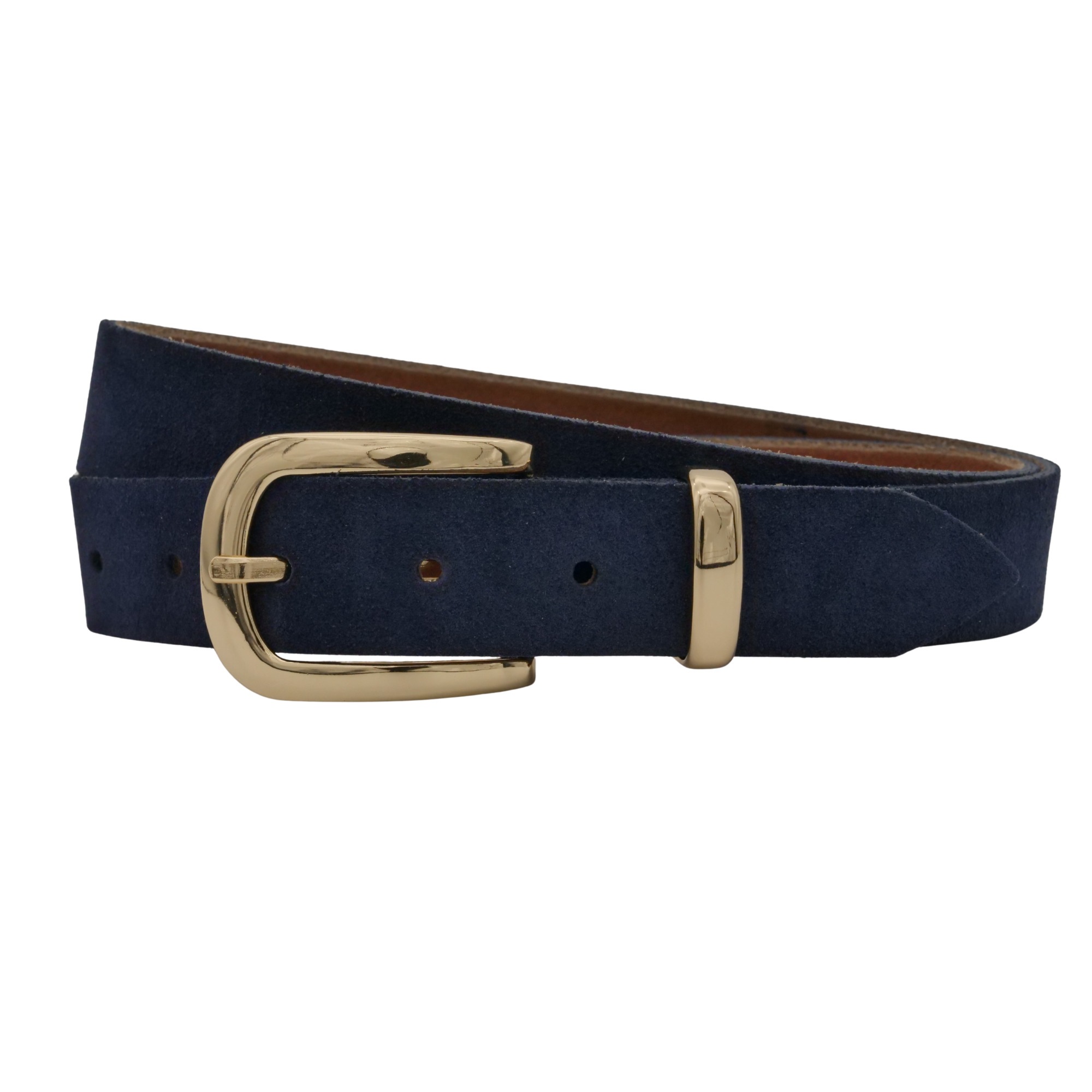 Ledergürtel ANNAMATONI "AnnaMatoni Damen Ledergürtel in hochwertigem Velour Leder 3cm", Damen, Gr. TW110 - 125cm Gesamtlänge, marine 490, 100% Leder, Gürtel Ledergürtel