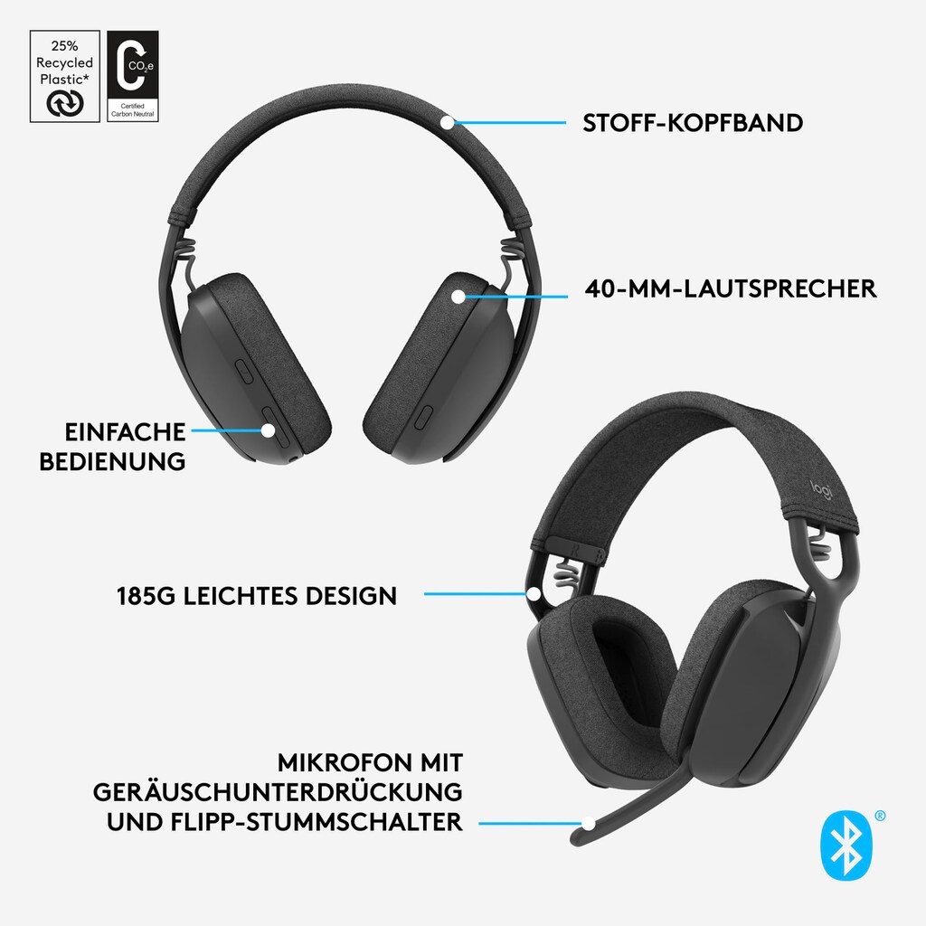 Logitech Gaming-Headset »Zone Vibe 100«, Bluetooth, Noise-Cancelling