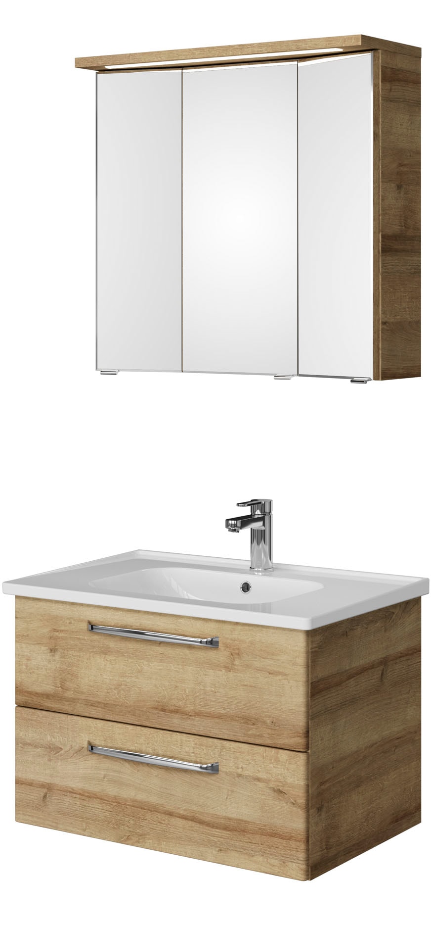 Saphir "Trentino 2-teilig Keramik-Waschtisch mit LED-Spiegelschrank" 3 Stk. tlg.