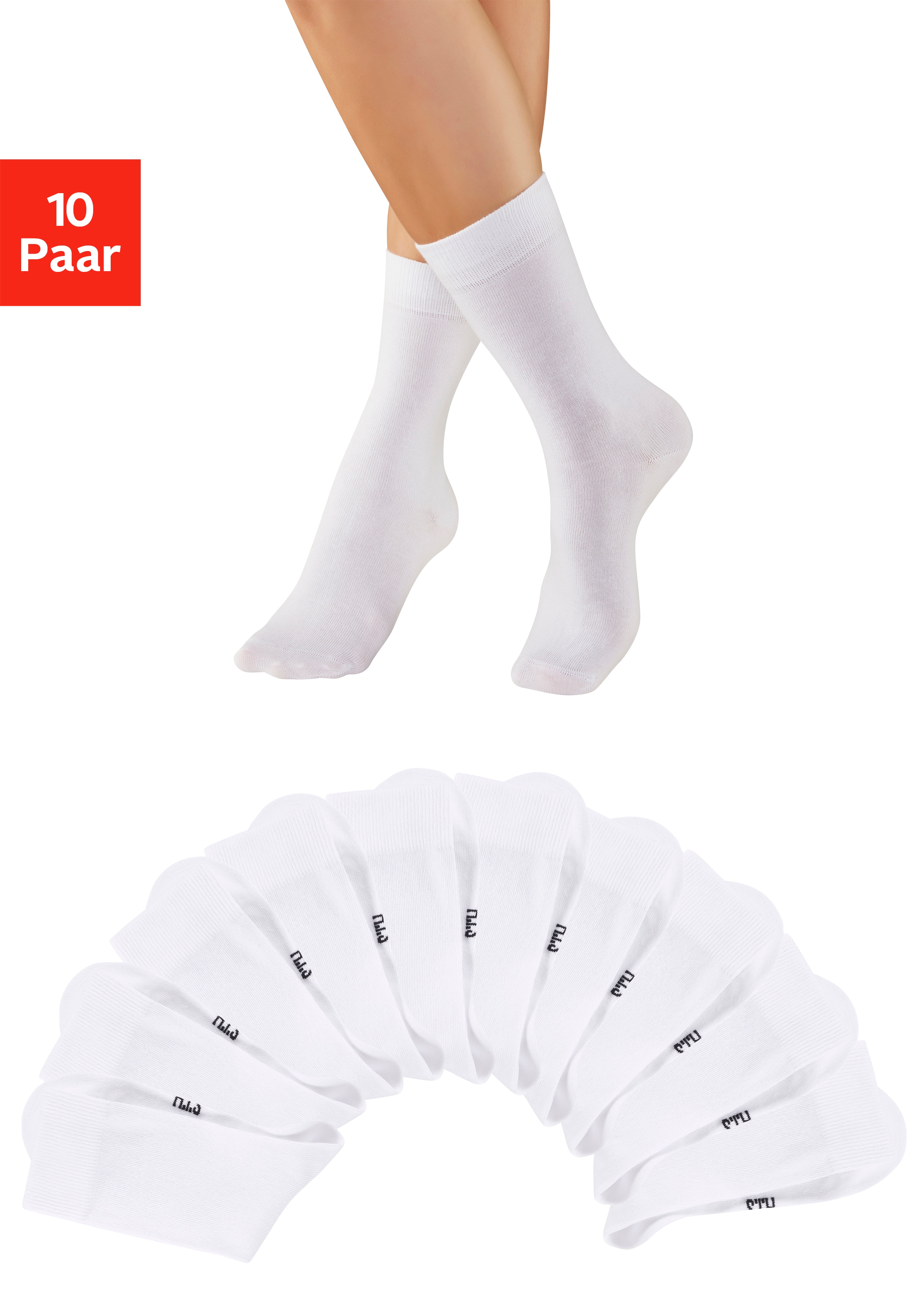 H.I.S Freizeitsocken "Damen und Herren Atmungsaktiver Baumwollanteil; Business, Basic" Packung, 10 Stk. tlg. mit weichen Rippbündchen