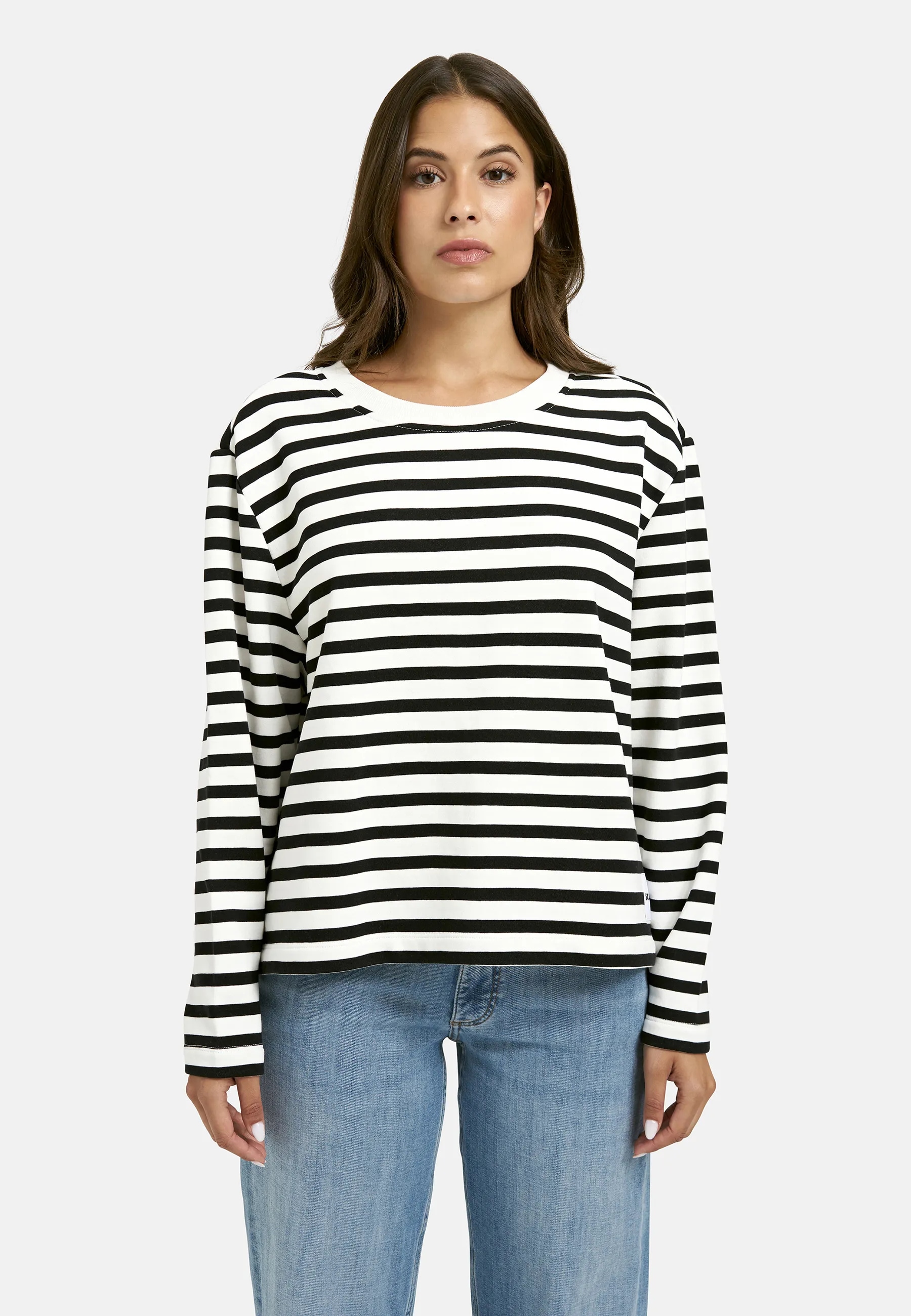 Sweater SMITH & SOUL, Damen, Gr. M, schwarz, Sweatware, Material: 100% Baumwolle, gestreift, regular fit normal, Rundhals, eingesetzt gerader Abschluss, Sweatshirts Sweater, aus Baumwolle