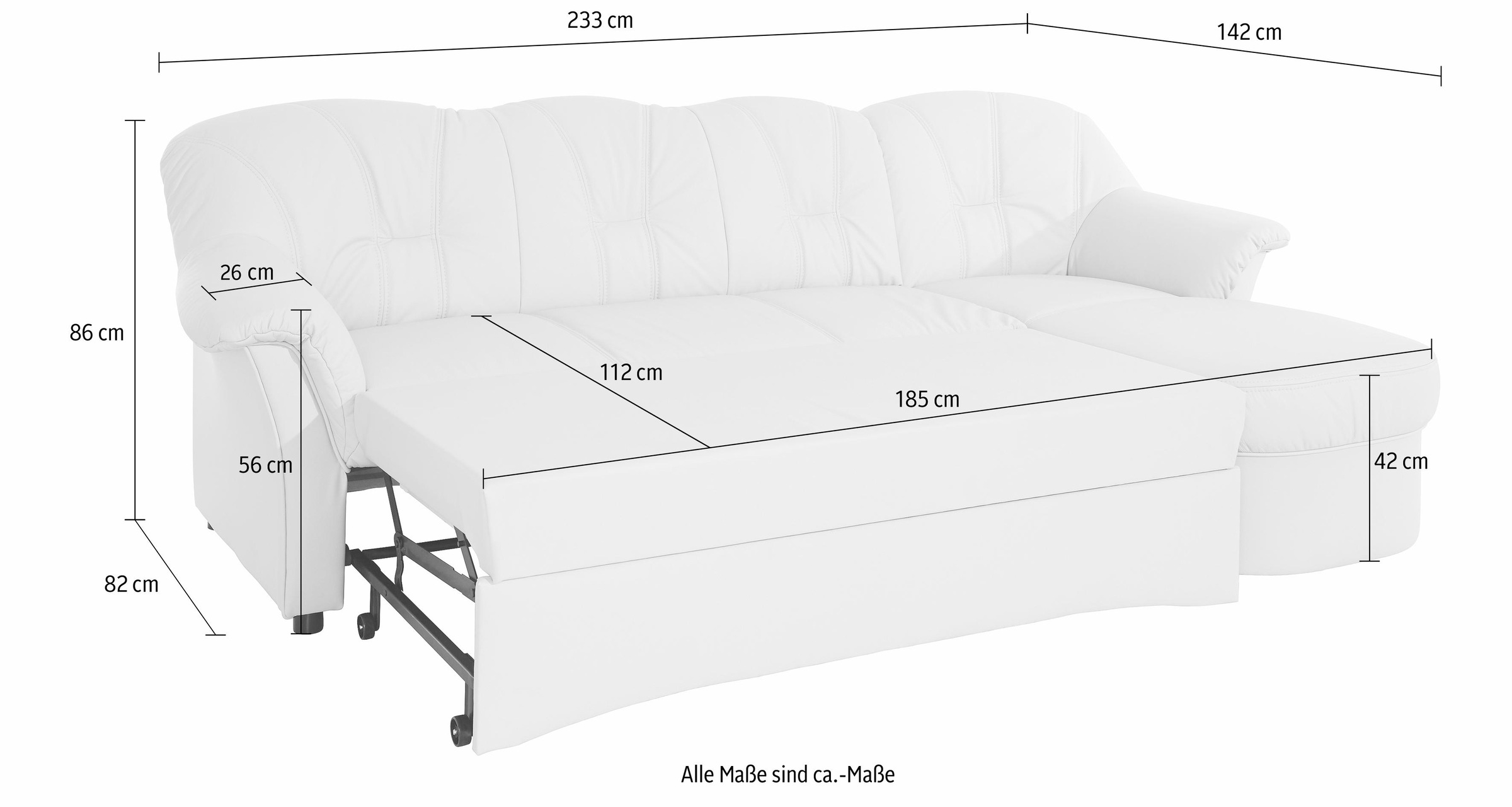 DOMO collection Ecksofa »Flores Schlafsofa, B/T/H: 233/142/86 cm, L-Form«, wahlweise mit Bettfunktion, wahlweise mit Federkern, auch in Leder