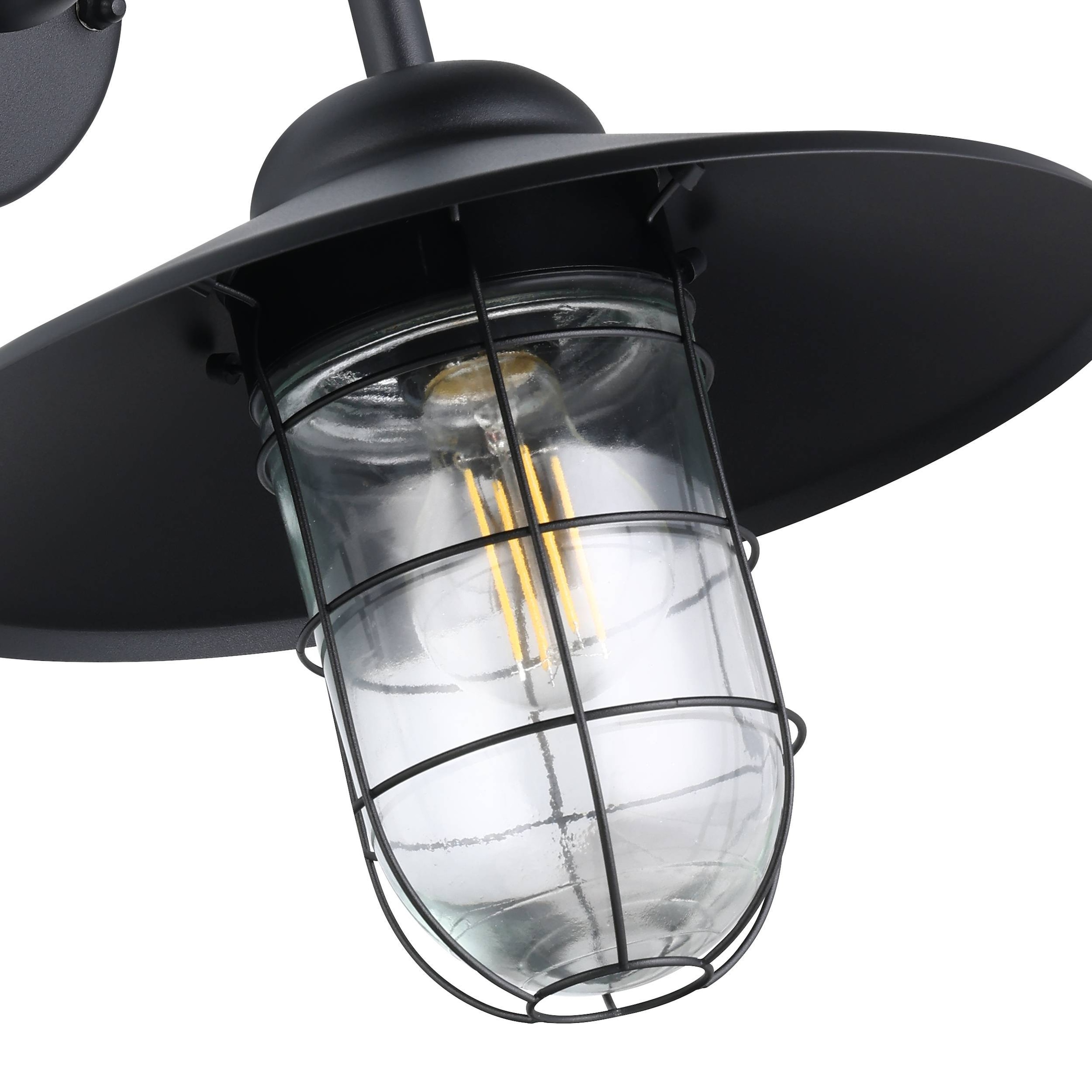 EGLO Wandleuchte »Melgoa Außen-Wandlampe, Wandleuchte aus Stahl und Glas, E27, IP44« E27 1 Stk. Wand-/Deckenleuchte - L30 x H25 x AL38 cm - schwarz - 1X60W exkl.