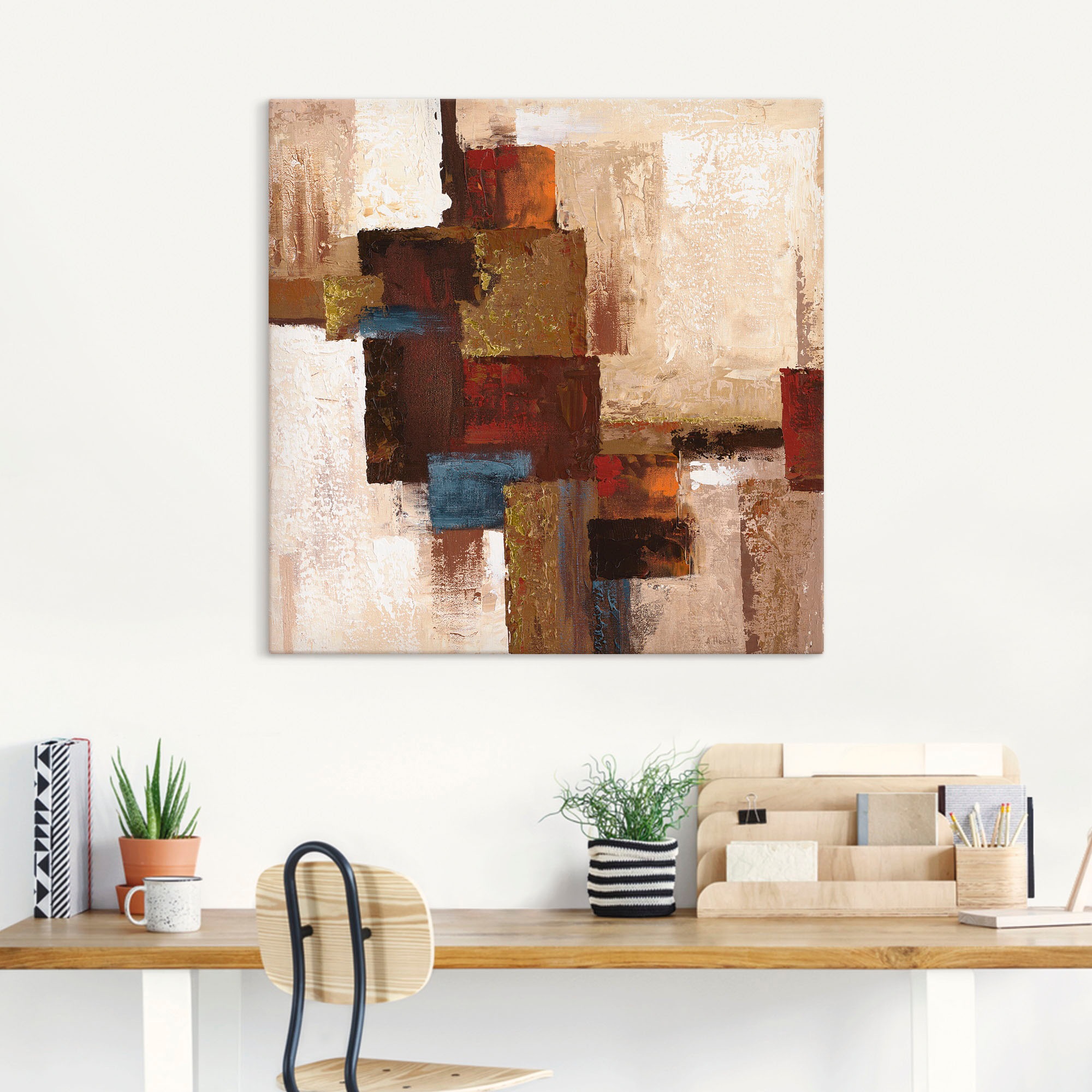 Artland Leinwandbild "Karos Abstrakt I" Muster 1 Stk. tlg. auf Holzrahmen g günstig online kaufen