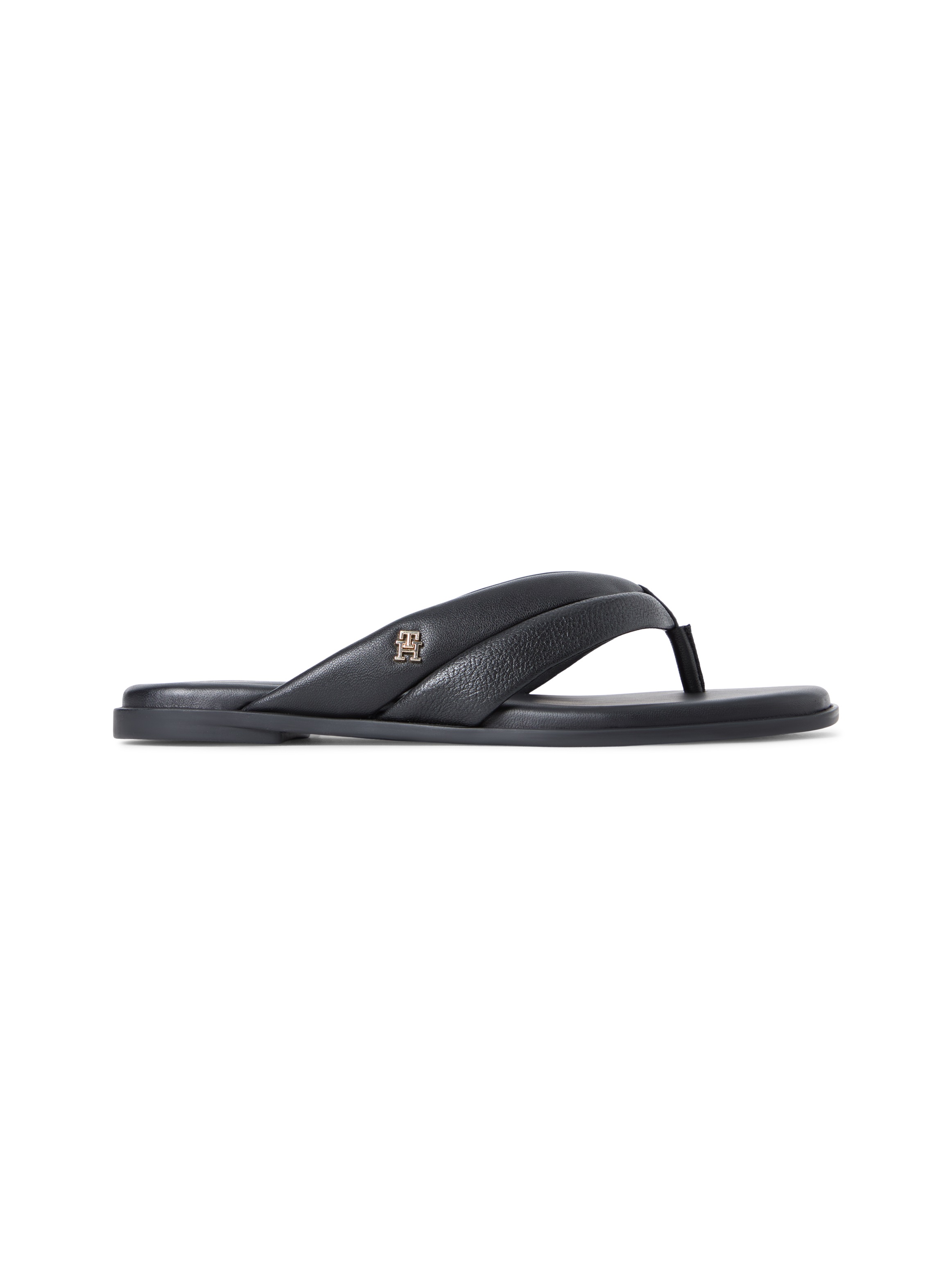 Tommy Hilfiger Zehentrenner »ELEVATED TOE POST LTH SANDAL«  Sommerschuh, Dianette, Flat mit Logoemblem