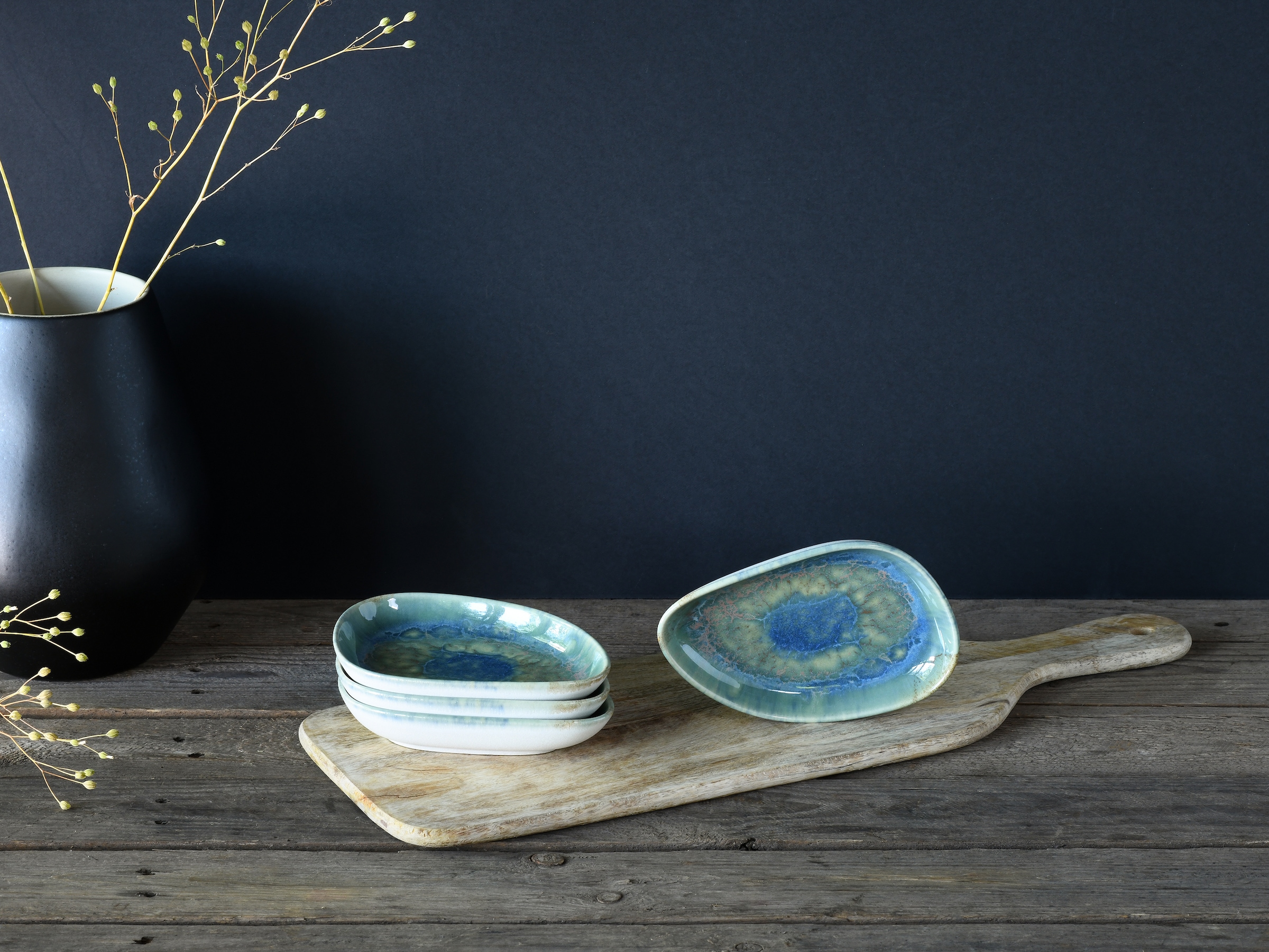 CreaTable Schale »Yuki« 4 Stk. aus Steinzeug Beilagenschale, reaktiver Digitaldruck