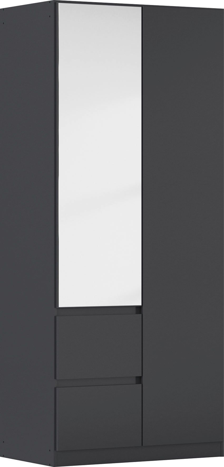 Drehtürenschrank RAUCH, B:91cm H:210cm T:54cm, grau, Holzwerkstoff, Schränke, "Kleiderschrank Schrank mit Spiegel Garderobe Garderobenschrank MAINZ",