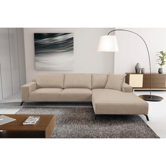 WERK2 Ecksofa »Faro«, XXL Design Ecksofa mit hohem Komfort in trendigem Cord  & Samtvelours | BAUR | Ecksofas