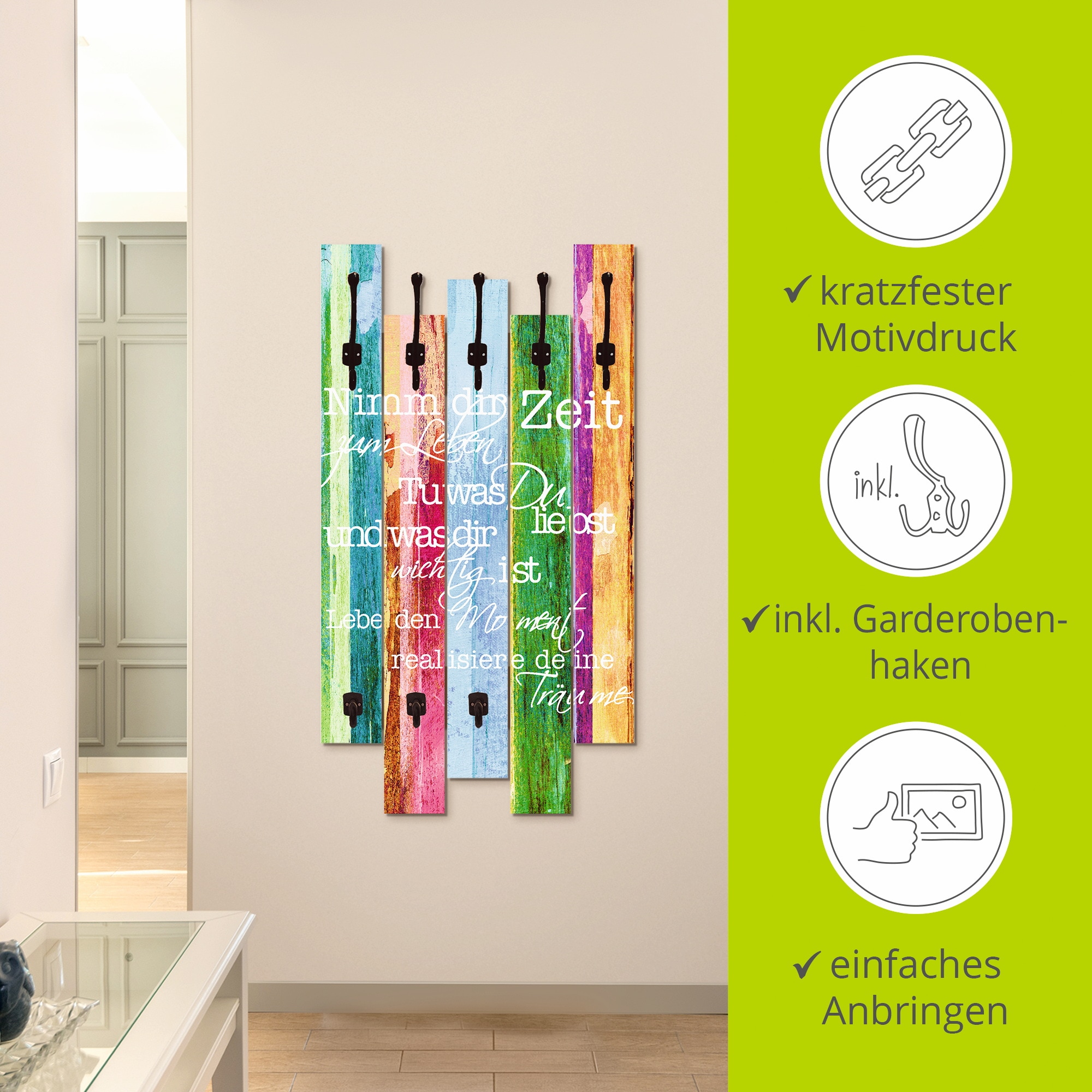 Artland Garderobenleiste »Nimm dir Zeit«, teilmontiert