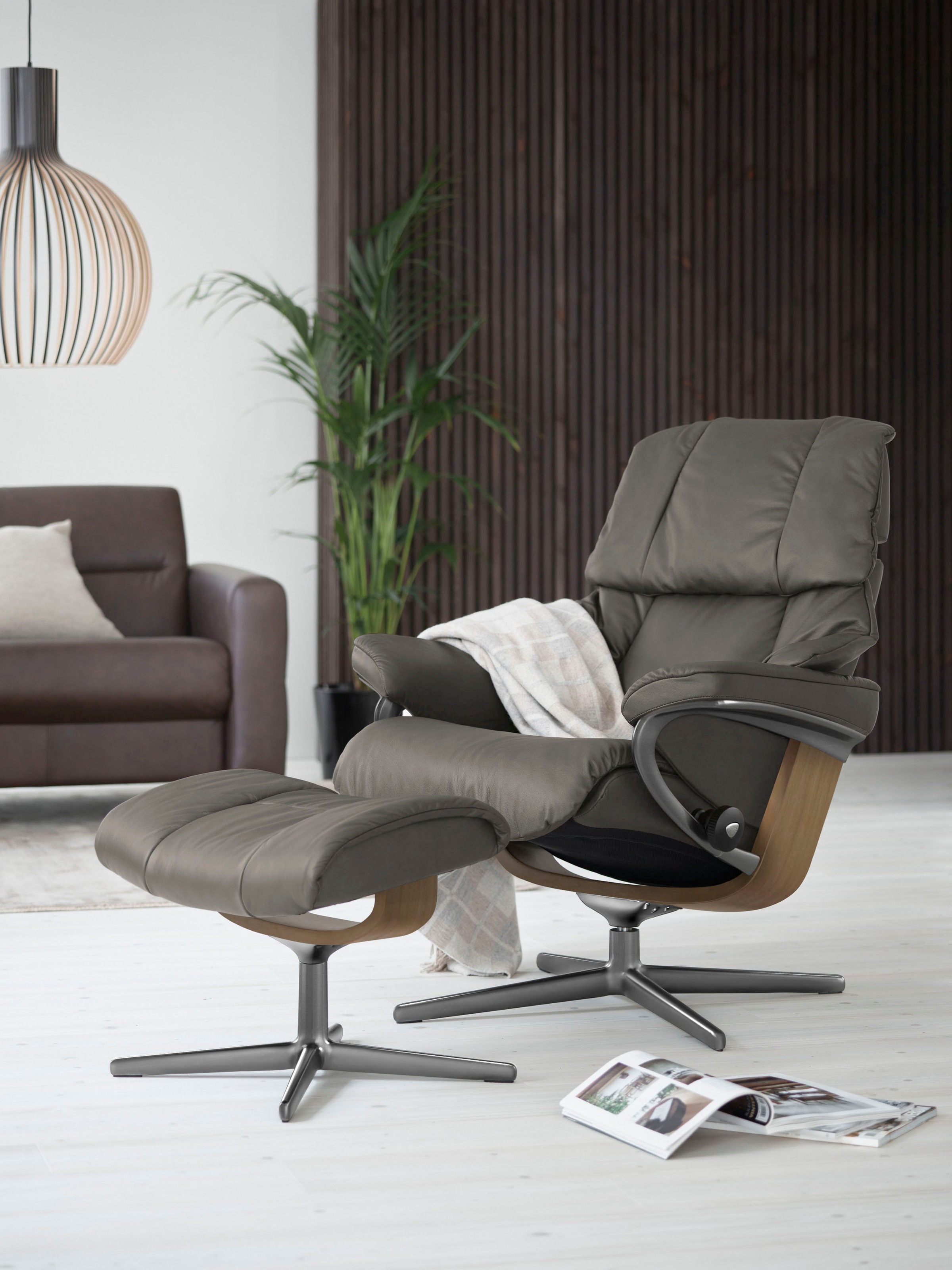 Stressless Fußhocker "Reno", mit Cross Base, Größe S, M & L, Holzakzent Eiche