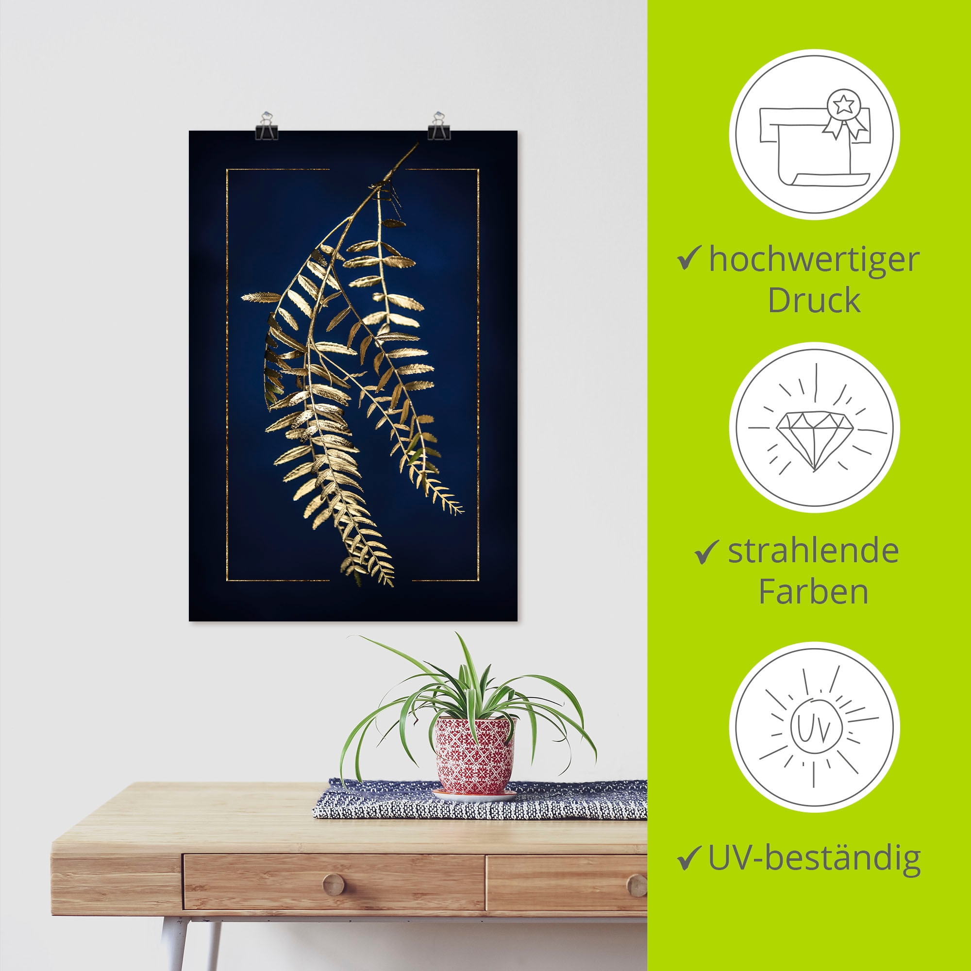 Artland Wandbild »Goldener Pfefferbaum«, Blätterbilder, (1 St.), als Leinwandbild, Poster in verschied. Größen