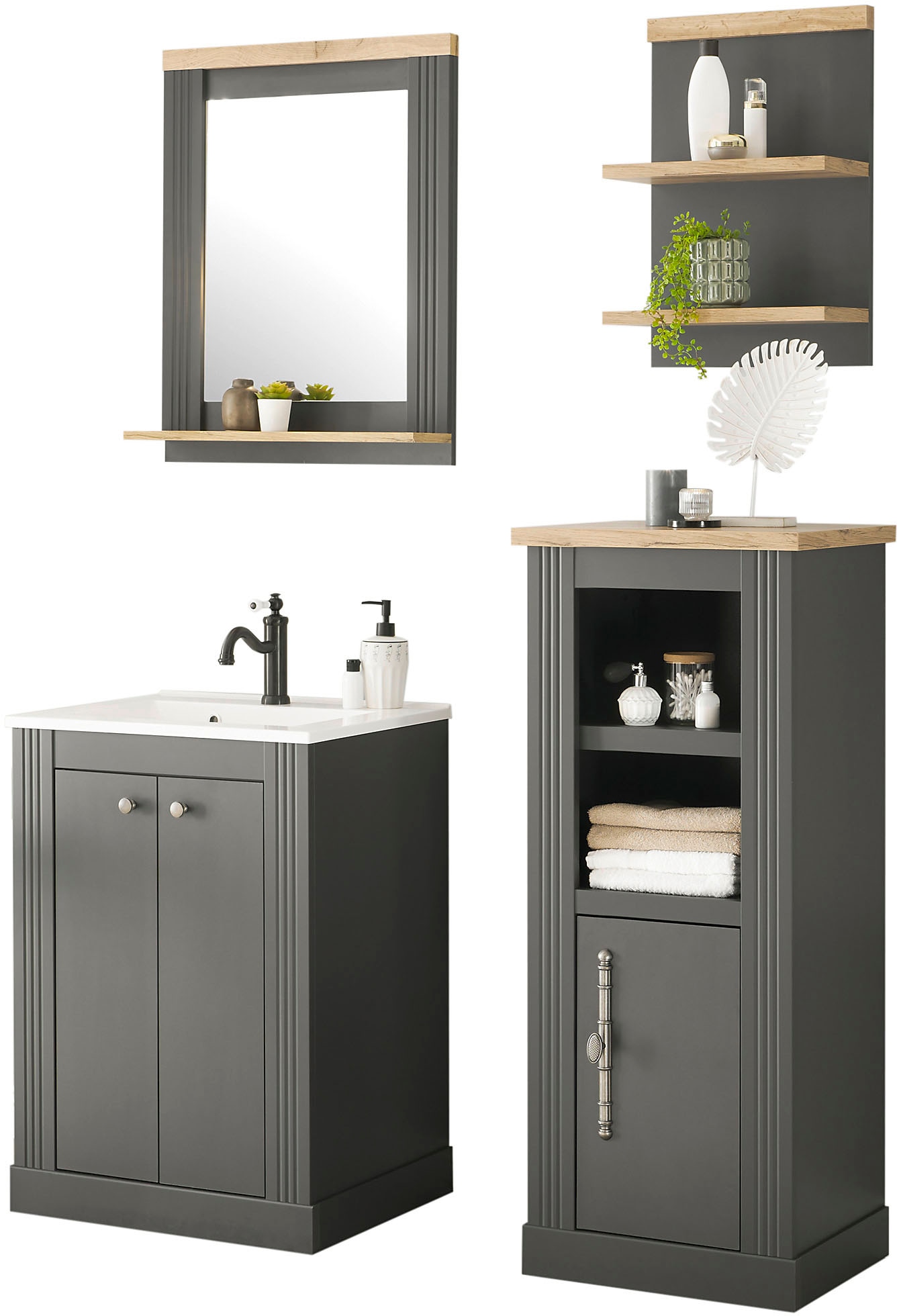 Home affaire Badmöbel-Set "WESTMINSTER, Bad im Landhausstil, 4-teiliges Bad günstig online kaufen