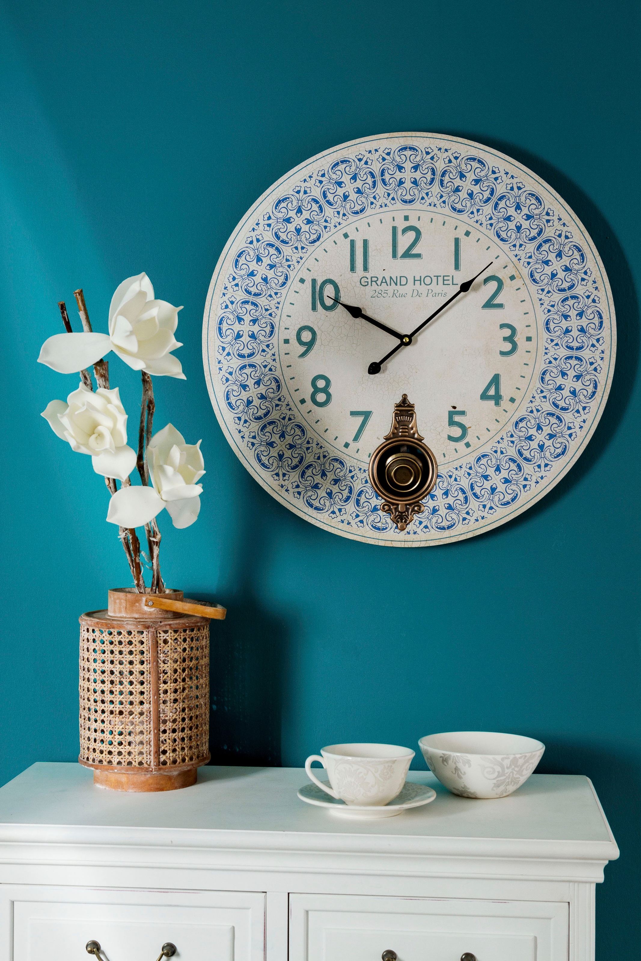 Myflair Möbel & Accessoires Wanduhr »"Blue Sky"«, rund, Shabby Optik, dekorativ in Küche & Wohnzimmer