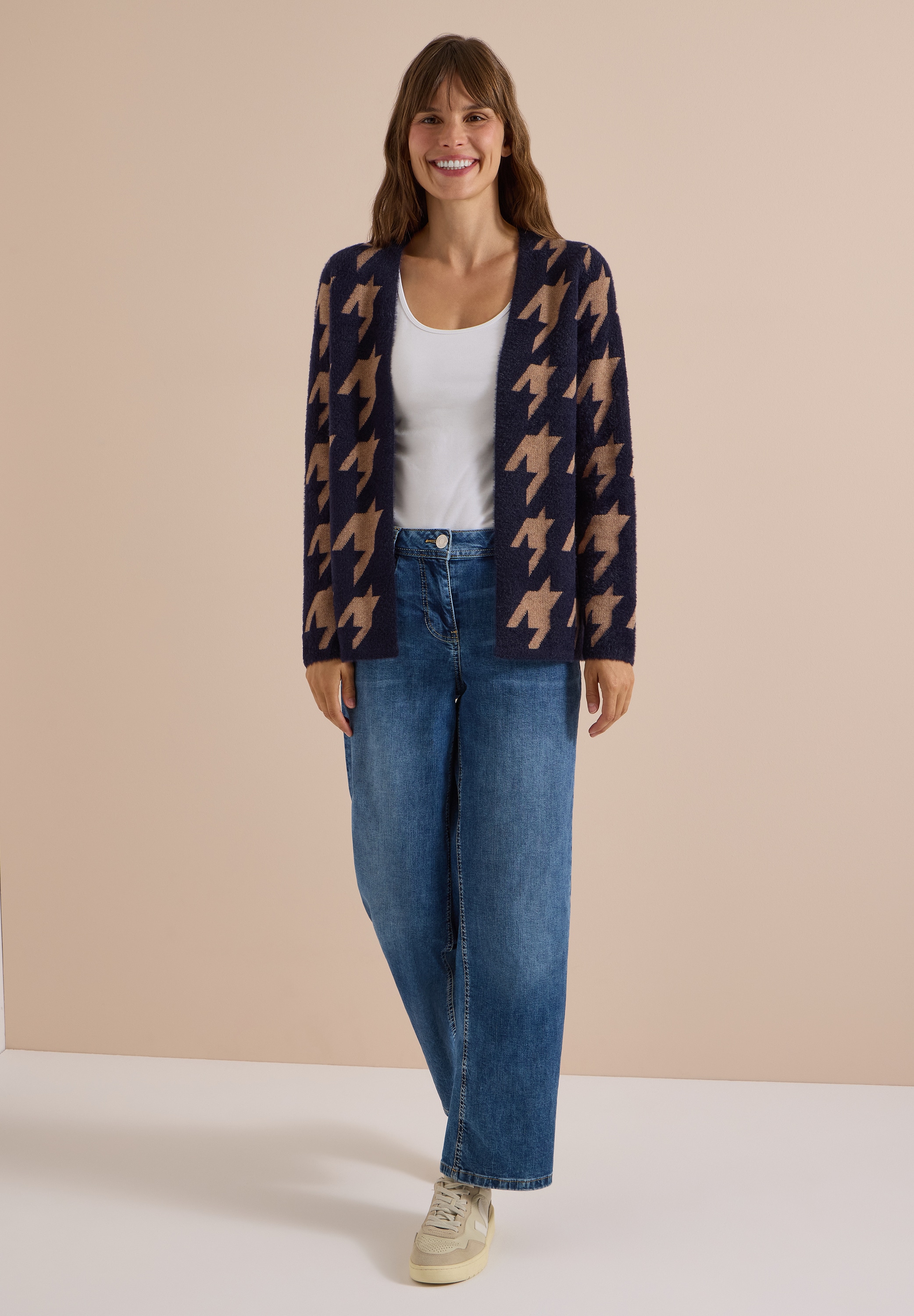 Cecil Jacquardstrickjacke aus softem Materialmix