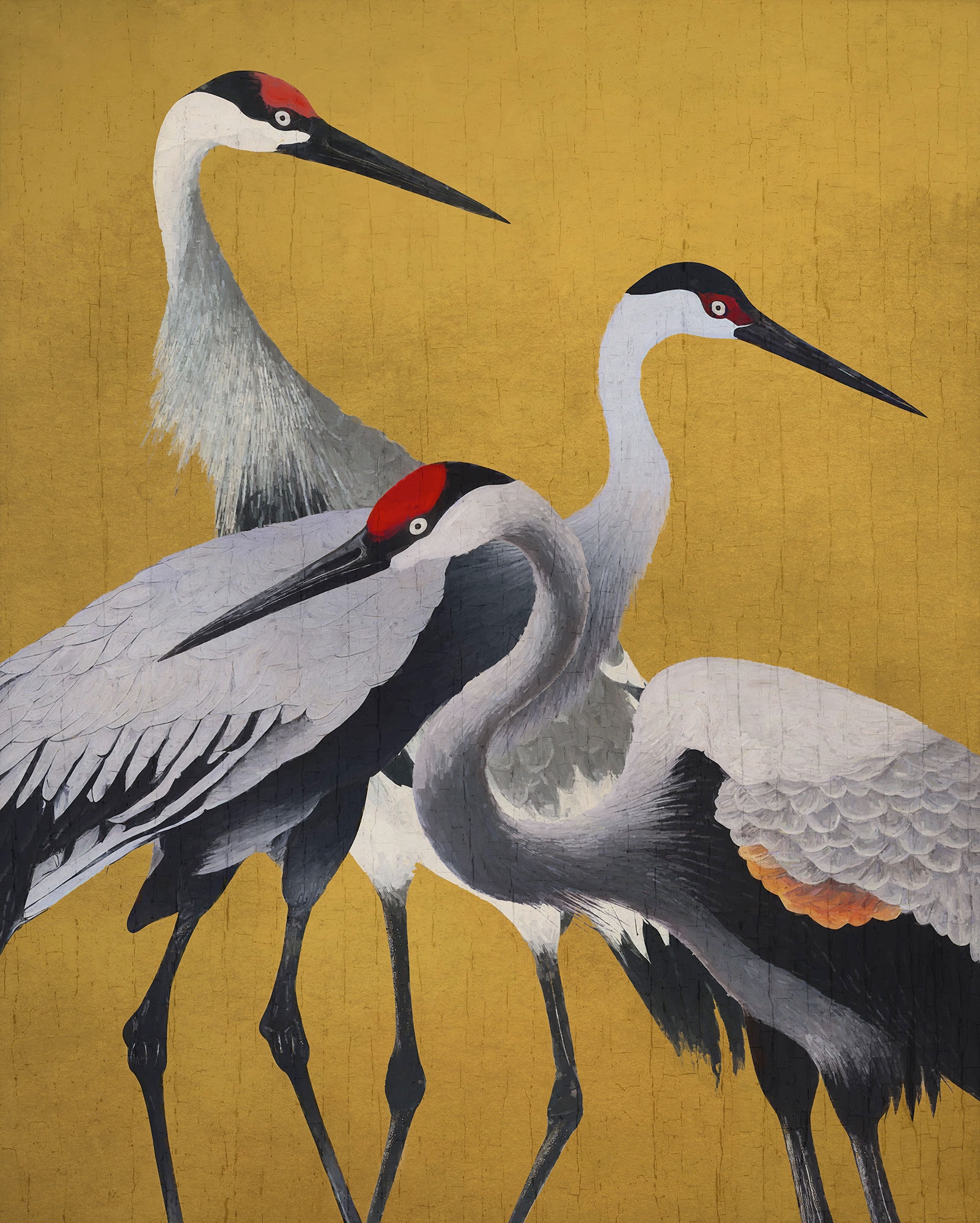 Komar Fototapete »Komar Vlies Fototapete - Yellow Cranes - Größe 200 x 250 cm«, bedruckt
