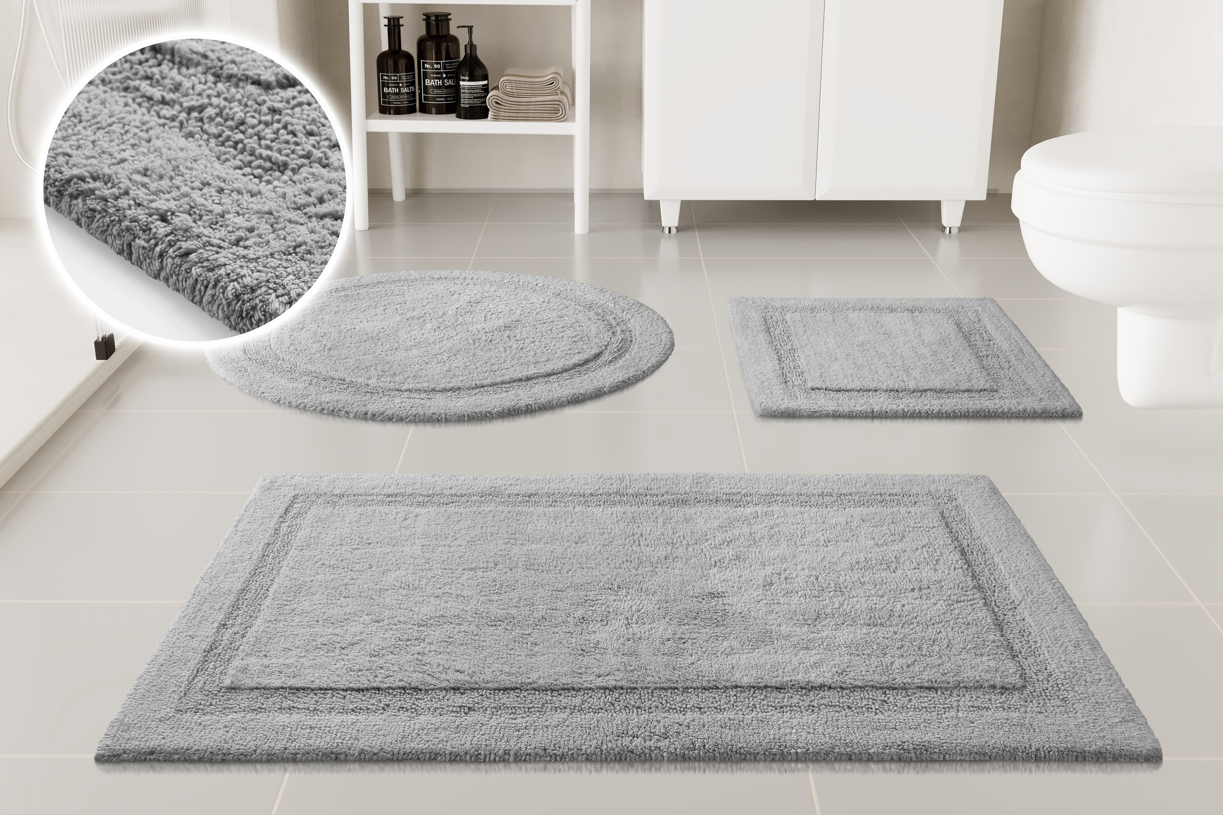 Badematte OTTO HOME, H:20mmlicht grau, Baumwolle, Badematten, "Meellor", Badteppich, getuftet, modern, Uni, antirutsch, flauschig, Baumwolle