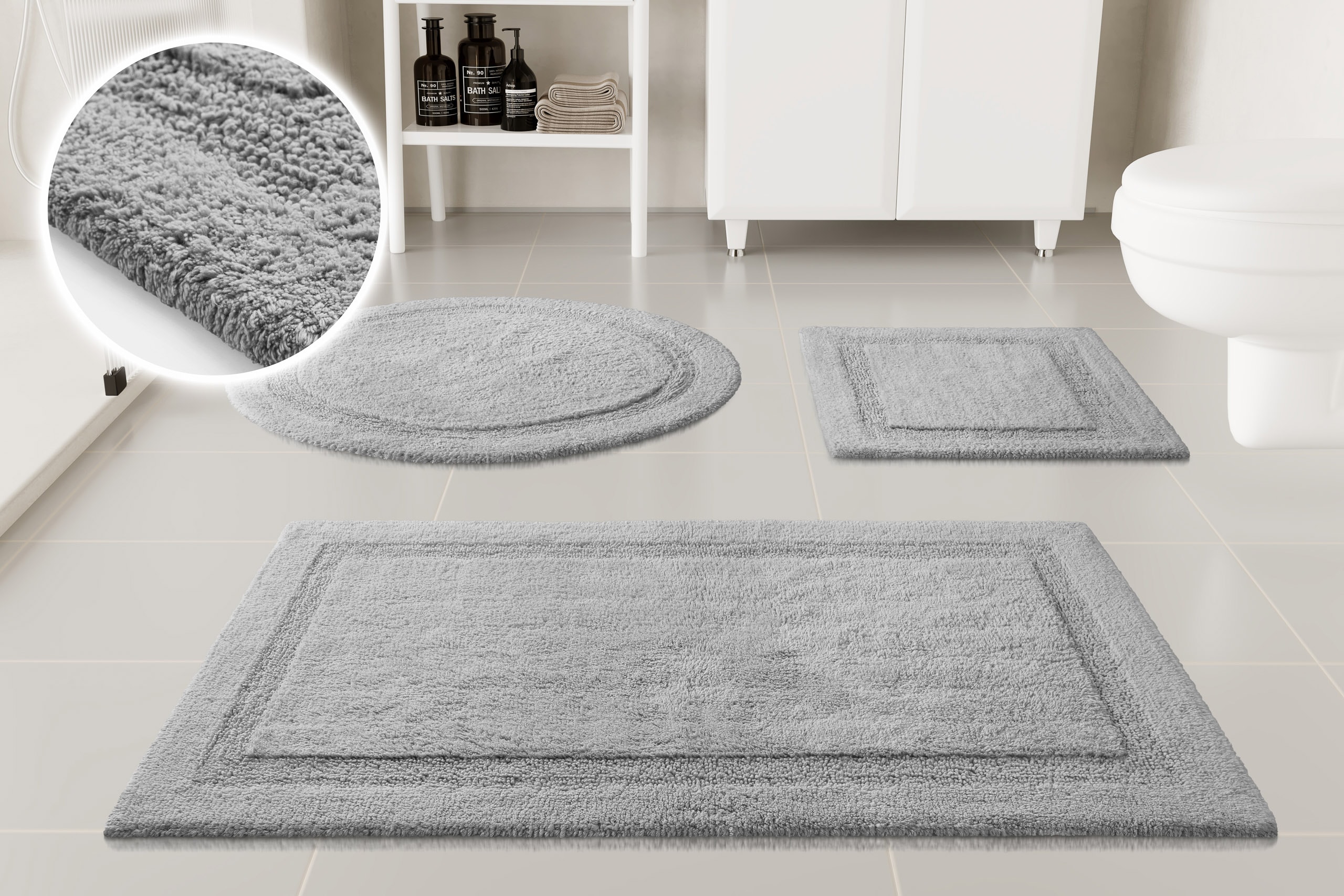 OTTO home Badematte "Meellor, uni, viele Farben, Badvorleger, Badezimmer Teppich" Höhe 20 mm rutschhemmend beschichtet fußbodenheizungsgeeignet Badteppich, getuftet, modern, Uni, antirutsch, flauschig, Baumwolle