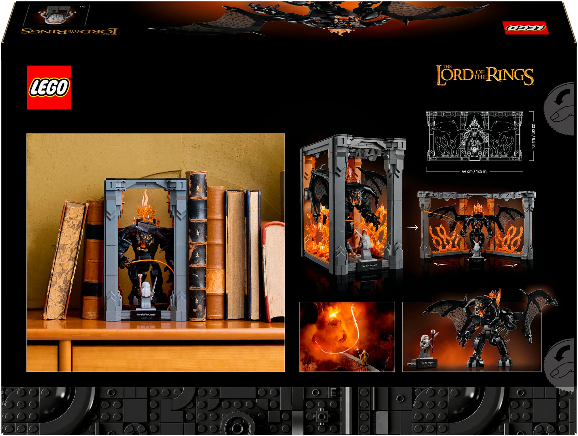LEGO® Konstruktionsspielsteine »Der Herr der Ringe: Balrog Bücherstütze (10367), LEGO Icons«, (1201 St.), Made in Europe