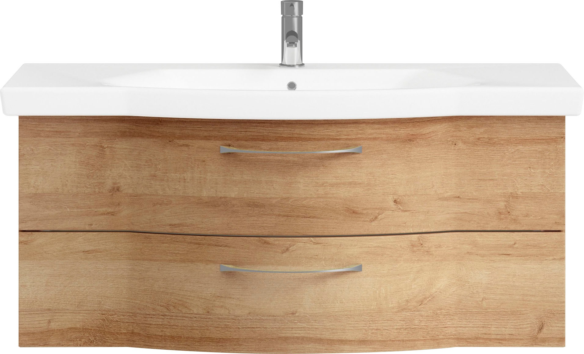Saphir Badmöbel-Set »6005 Sprint 3-teilig, Keramik-Waschtisch mit LED-Spiegelschrank«, (4 St.), Midischrank, inkl. Türdämpfer, 4 Türen, 4 Schubladen, Bad-Set