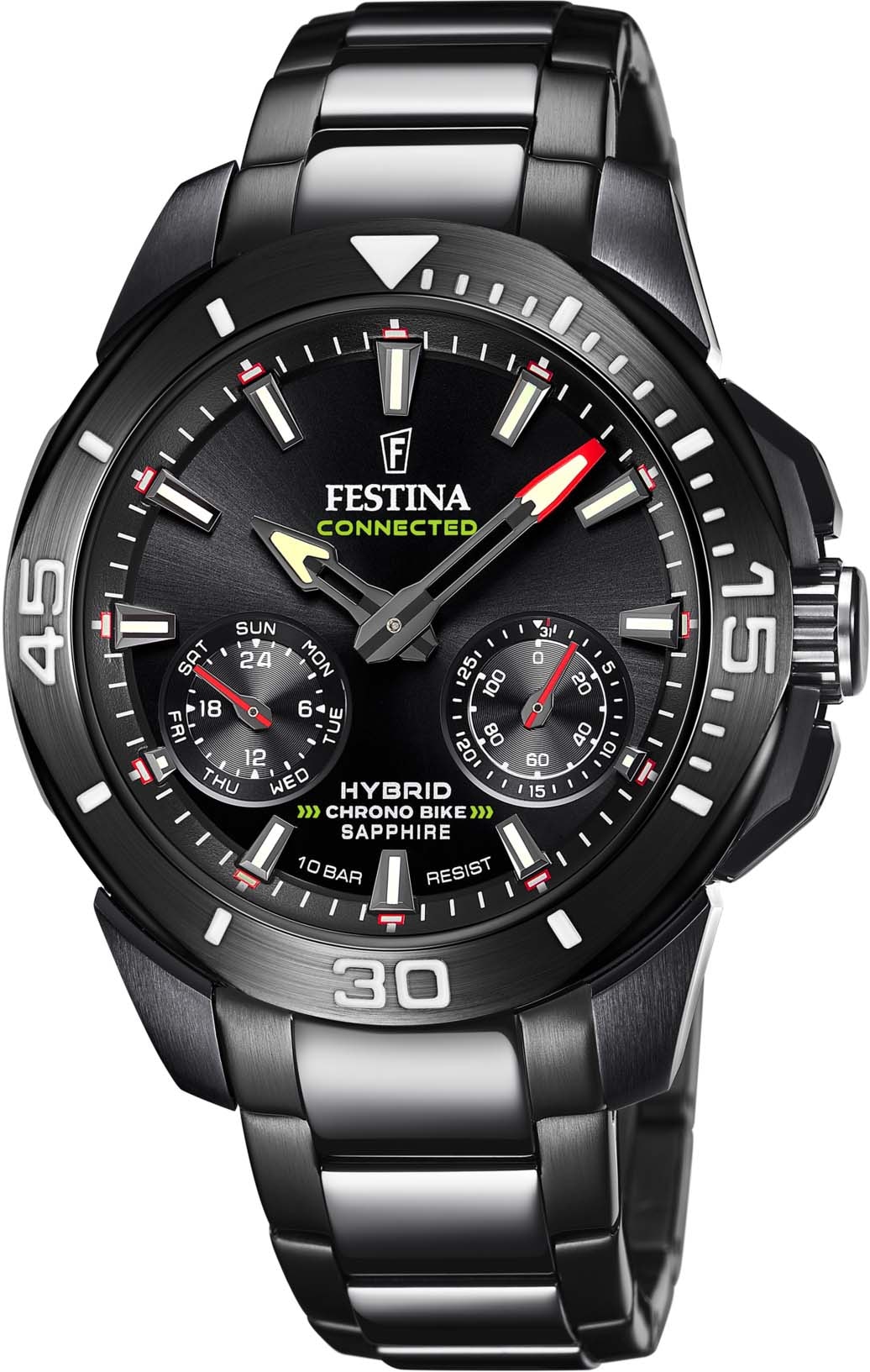 Festina Chronograph »Chrono Bike Connected, F20648/1«, (Set, 3 tlg., Uhr mit Wechselband und Werkzeug), Armbanduhr, Quarzuhr, Herrenuhr, Stoppfunktion, ideal als Geschenk