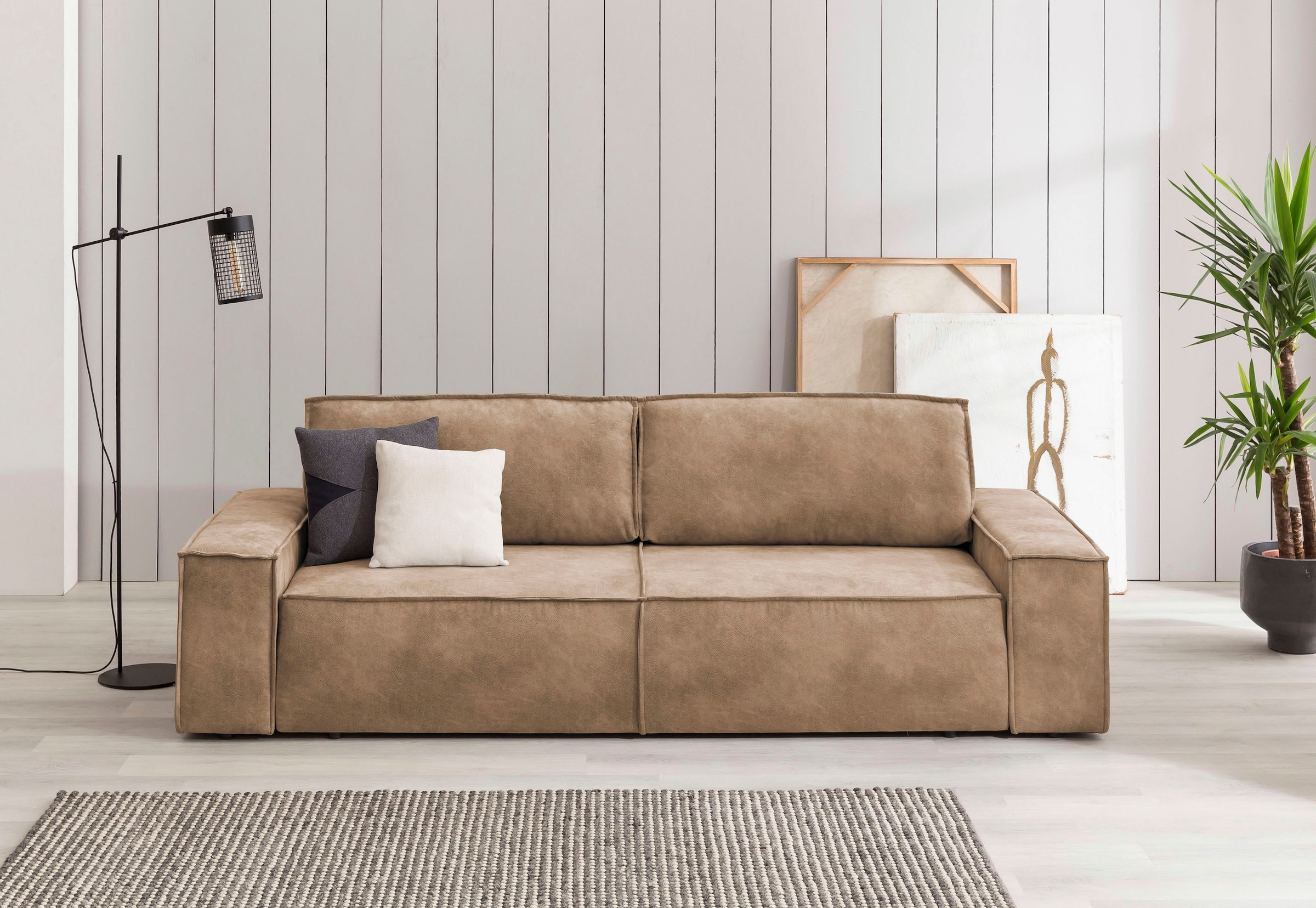 Home affaire 3-Sitzer "SHERWOOD Schlafsofa (257cm) Cord, Samtvelours, Vinta günstig online kaufen