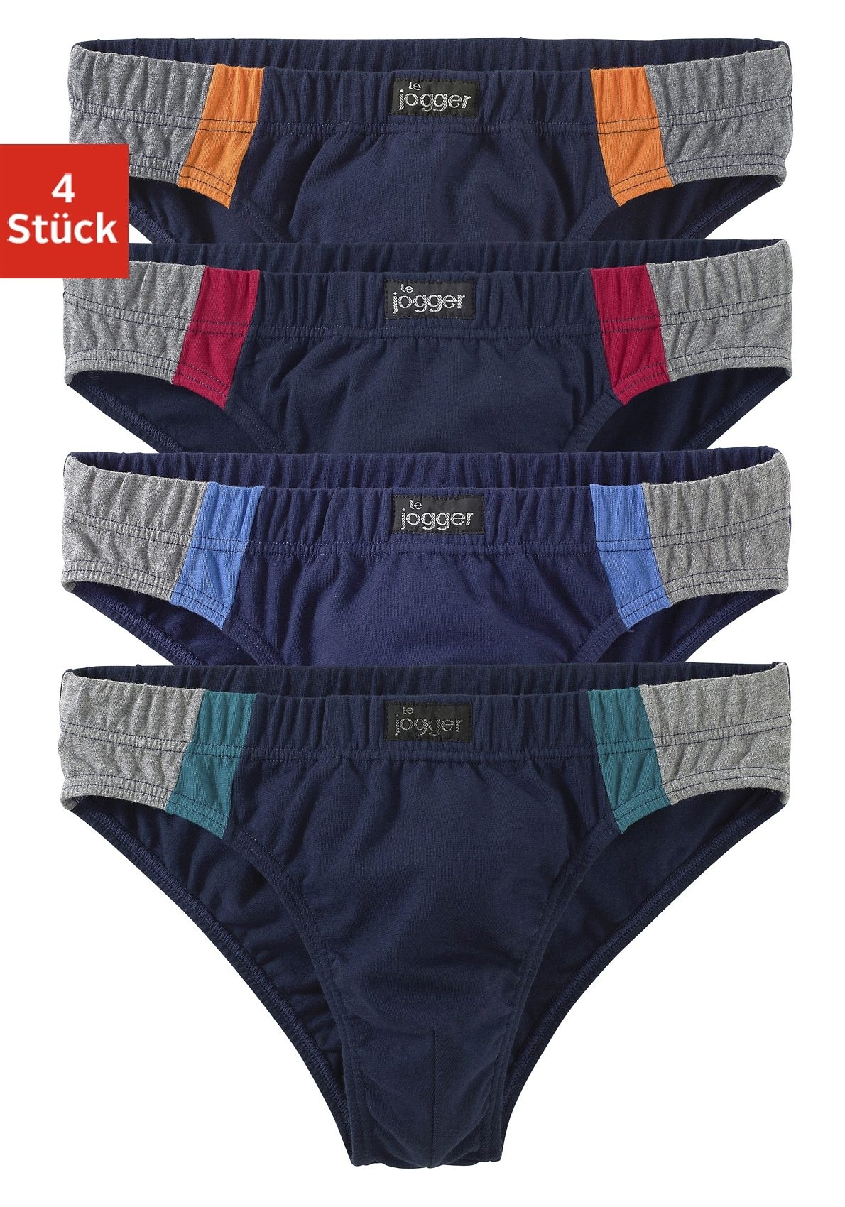 le jogger Slip, (Packung, 4 St.), optimale Passform durch Baumwoll-Stretch