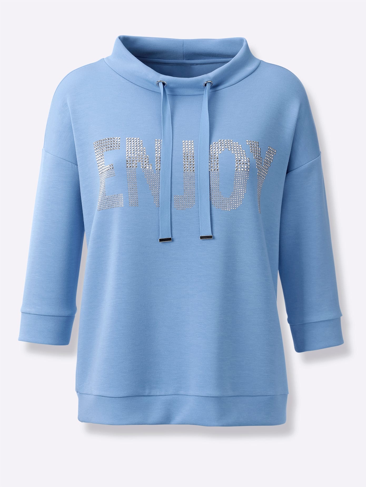 Sweatshirt HEINE, Damen, Gr. 42, himmelblau, 50% Modal, 44% Polyester, 6% Elasthan, unifarben, Rundhals, Sweatshirts Sweatshirt 2