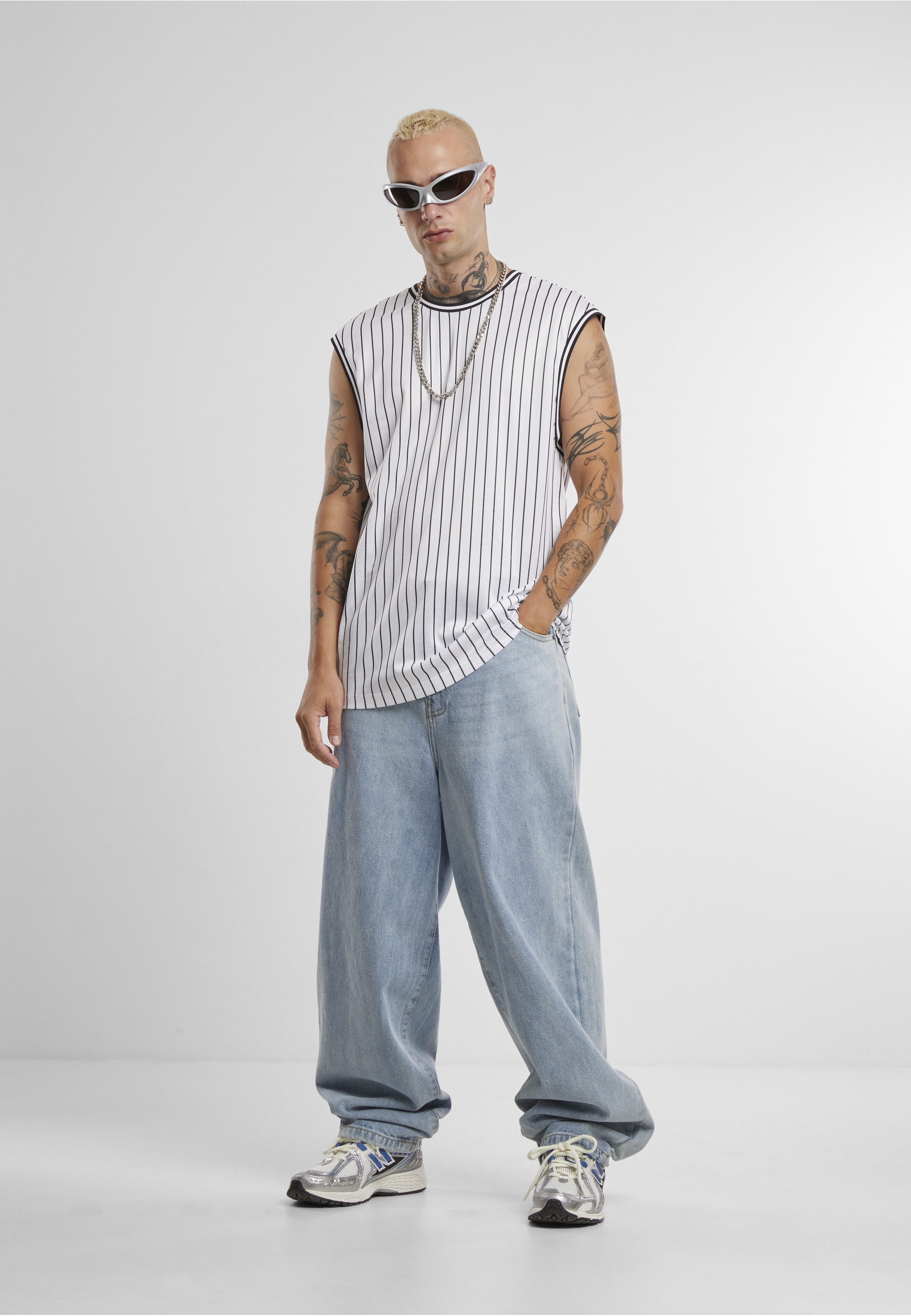 URBAN CLASSICS Tanktop »Urban Classics Striped Mesh Tanktop« 1 Stk.