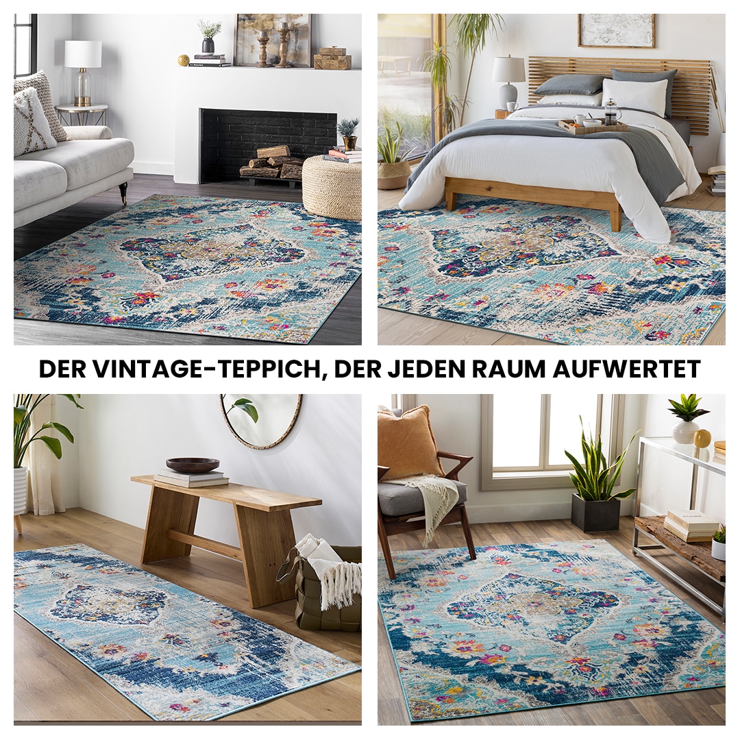 Livabliss Teppich »ADEN«, rechteckig, 10 mm Höhe, Vintage Orientteppich, Kurzflor Boho Wohnzimmerteppich, Läufer