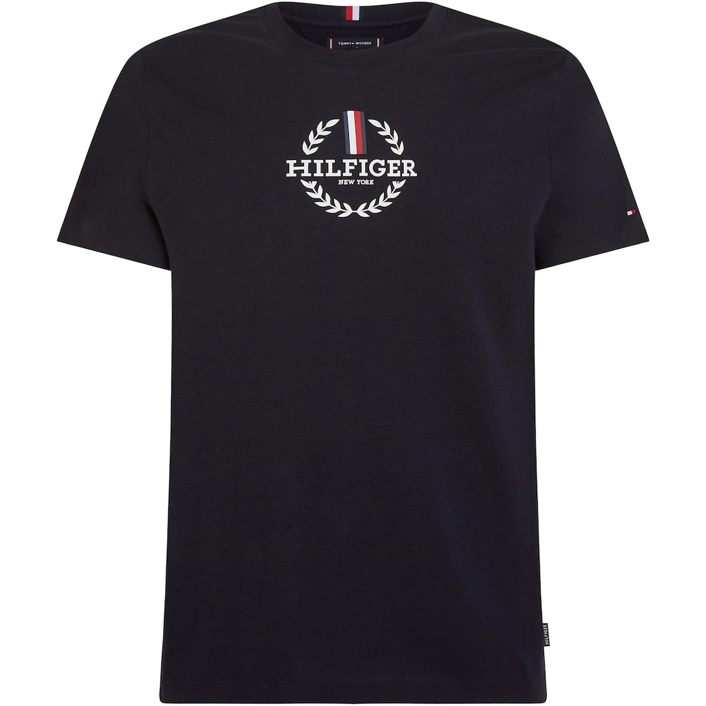 Tommy Hilfiger T-Shirt »GLOBAL STRIPE WREATH TEE«, mit Archive-Wappen-Logo