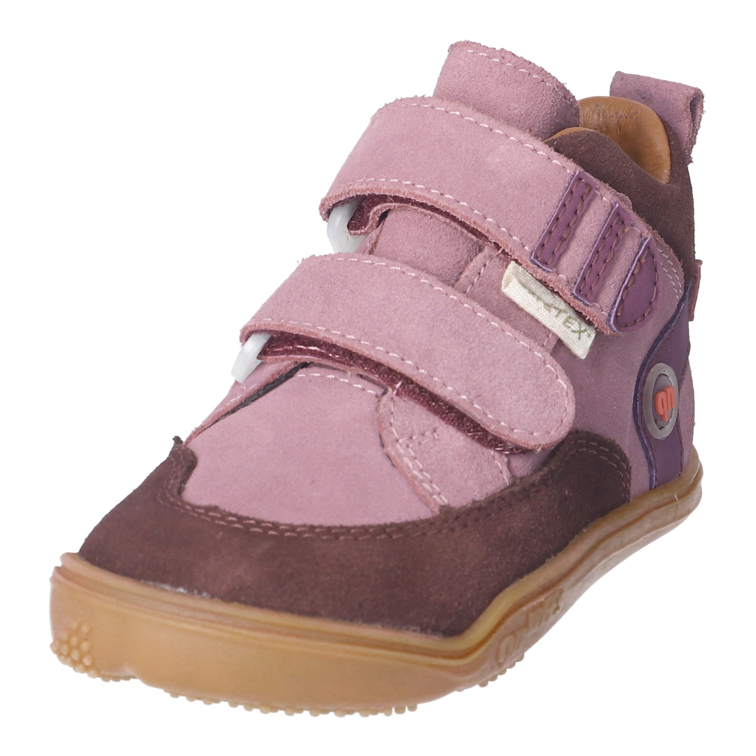 qnuffs Barfußschuh "Kastanie" Klettschuh, mit Namensschild an der Ferse, kürzbarer Klettriemen