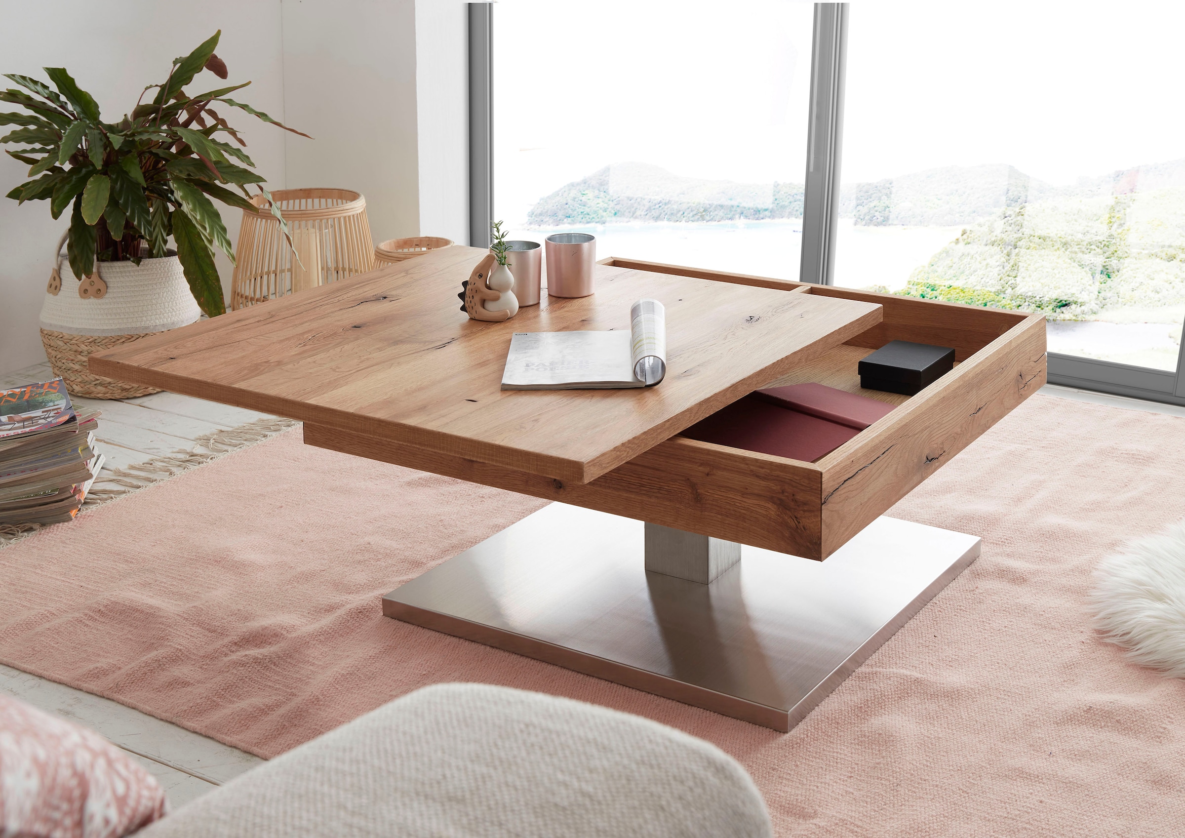 MCA Tischplatte furniture »Monrovia«, Couchtisch Asteiche Innenfach, | BAUR bestellen drehbar furniert mit