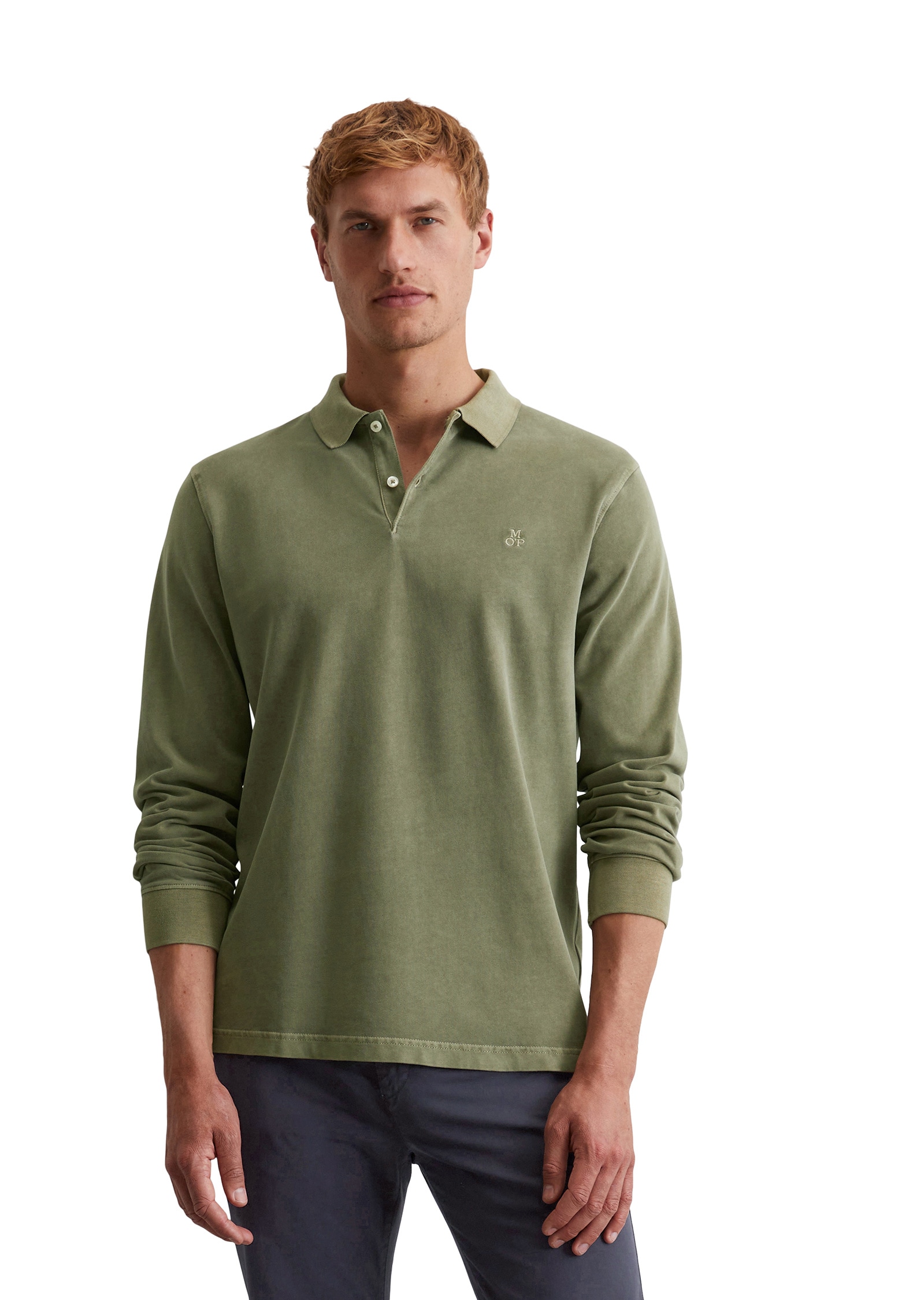 Marc O'Polo Langarm-Poloshirt »aus reiner Bio-Baumwolle«