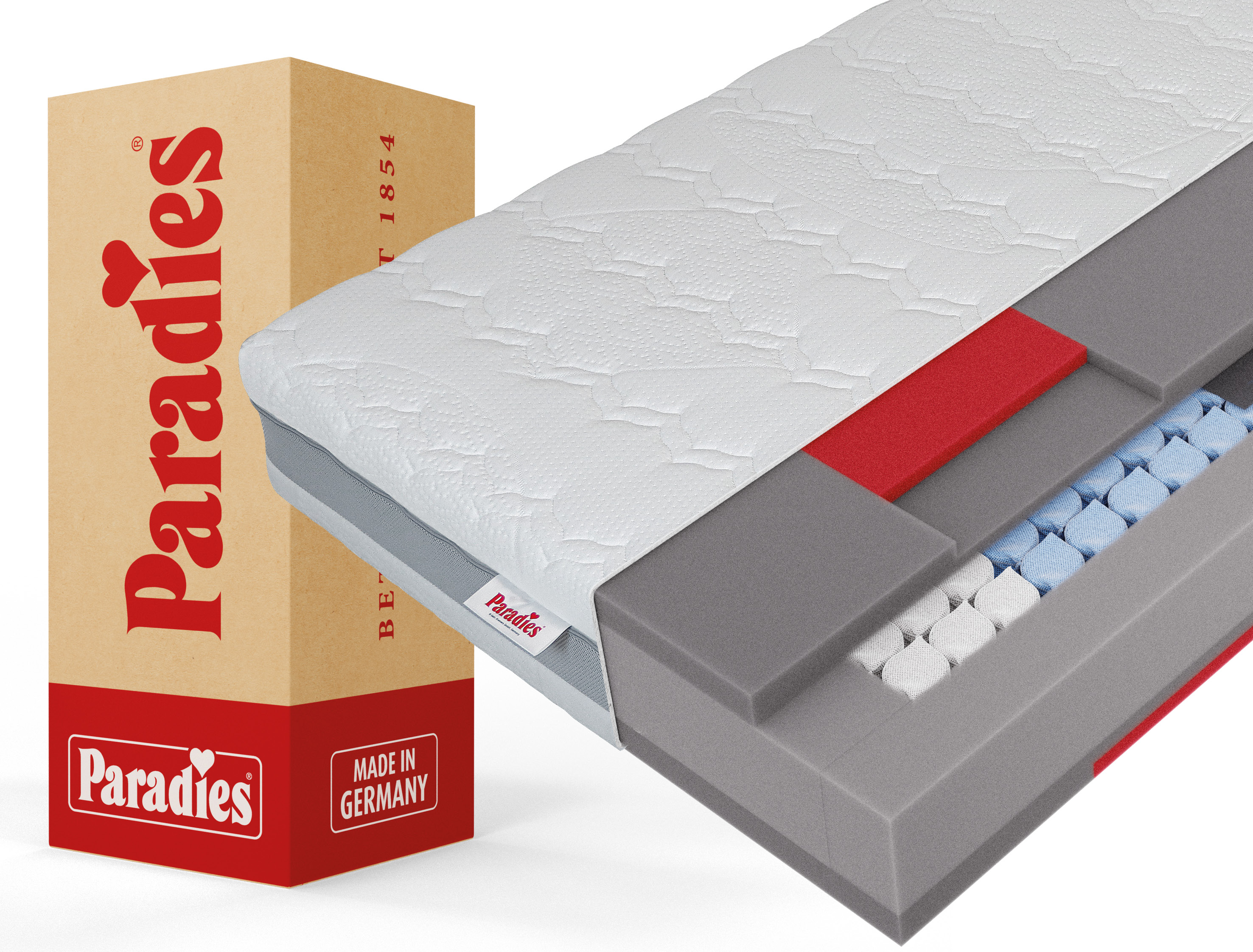 Paradies "Neuheit: Paradies Prolife Supreme, Matratze 90x200, 140x200 cm & mehr" 22 cm hoch 500 Federn 1 Stk. tlg. 7-Zonen Matratze, ergonomisch, atmungsaktiv