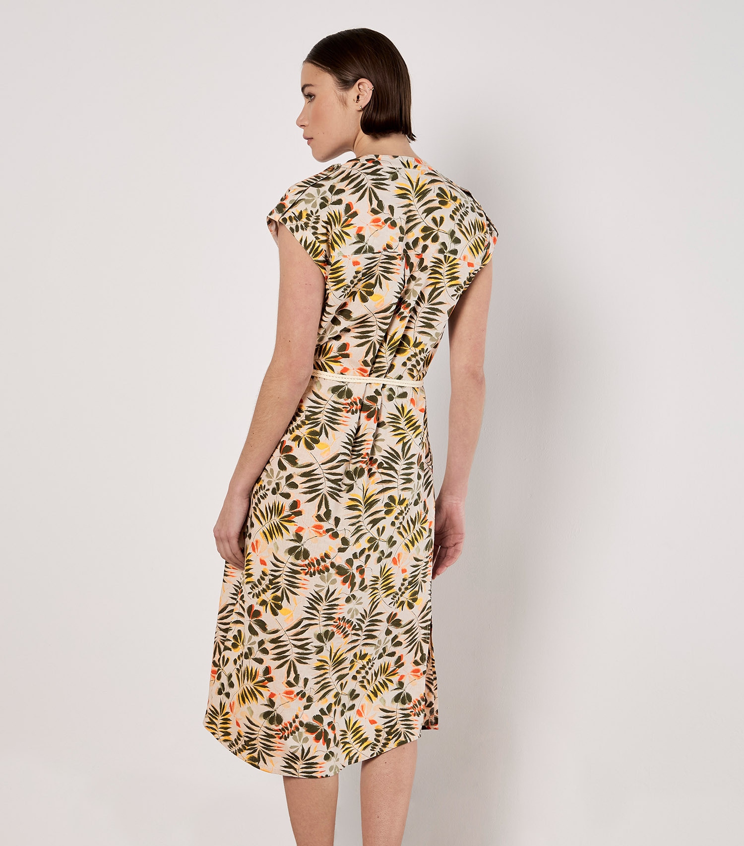 Apricot Midikleid »Midi-Hemdkleid mit Blätterdruck« 2 tlg. mit Gürtel