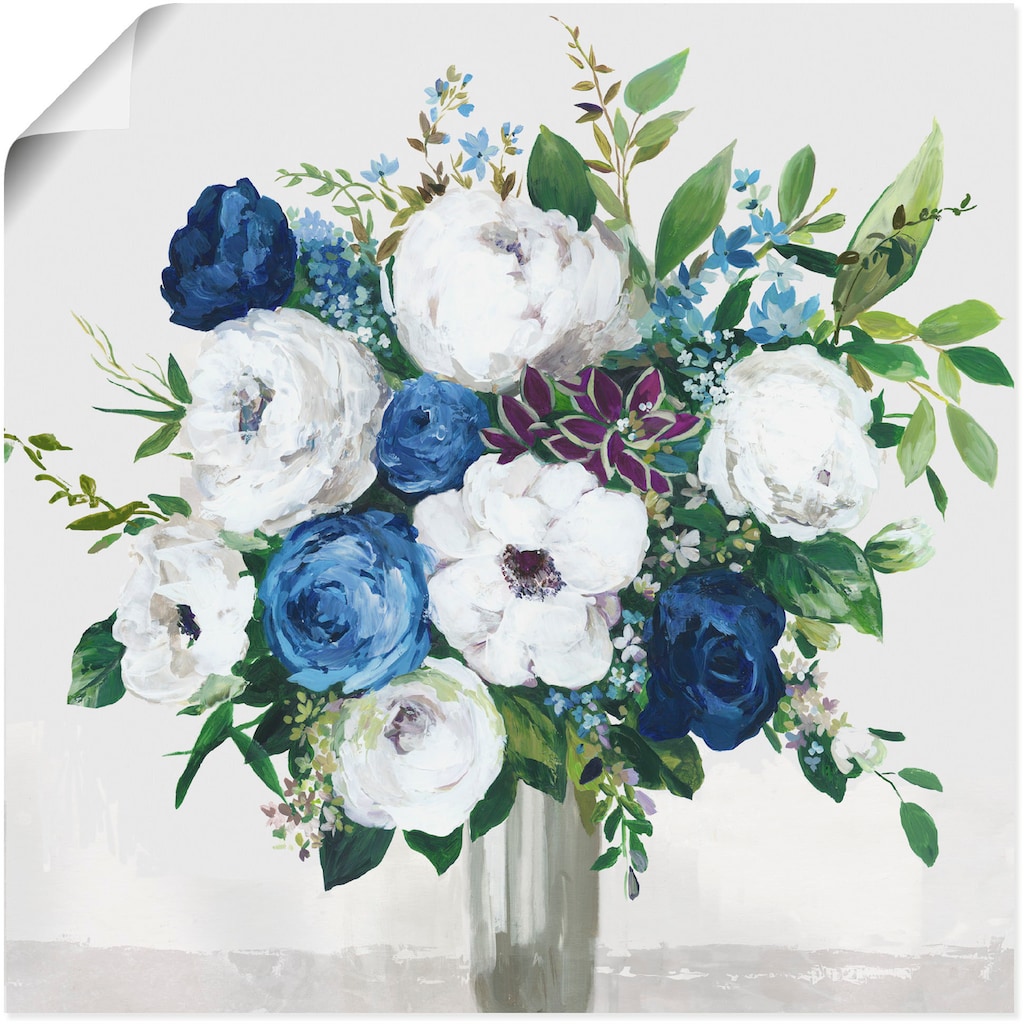 Artland Poster »Weiß-Blaue Symphonie«, Blumenbilder, (1 St.)