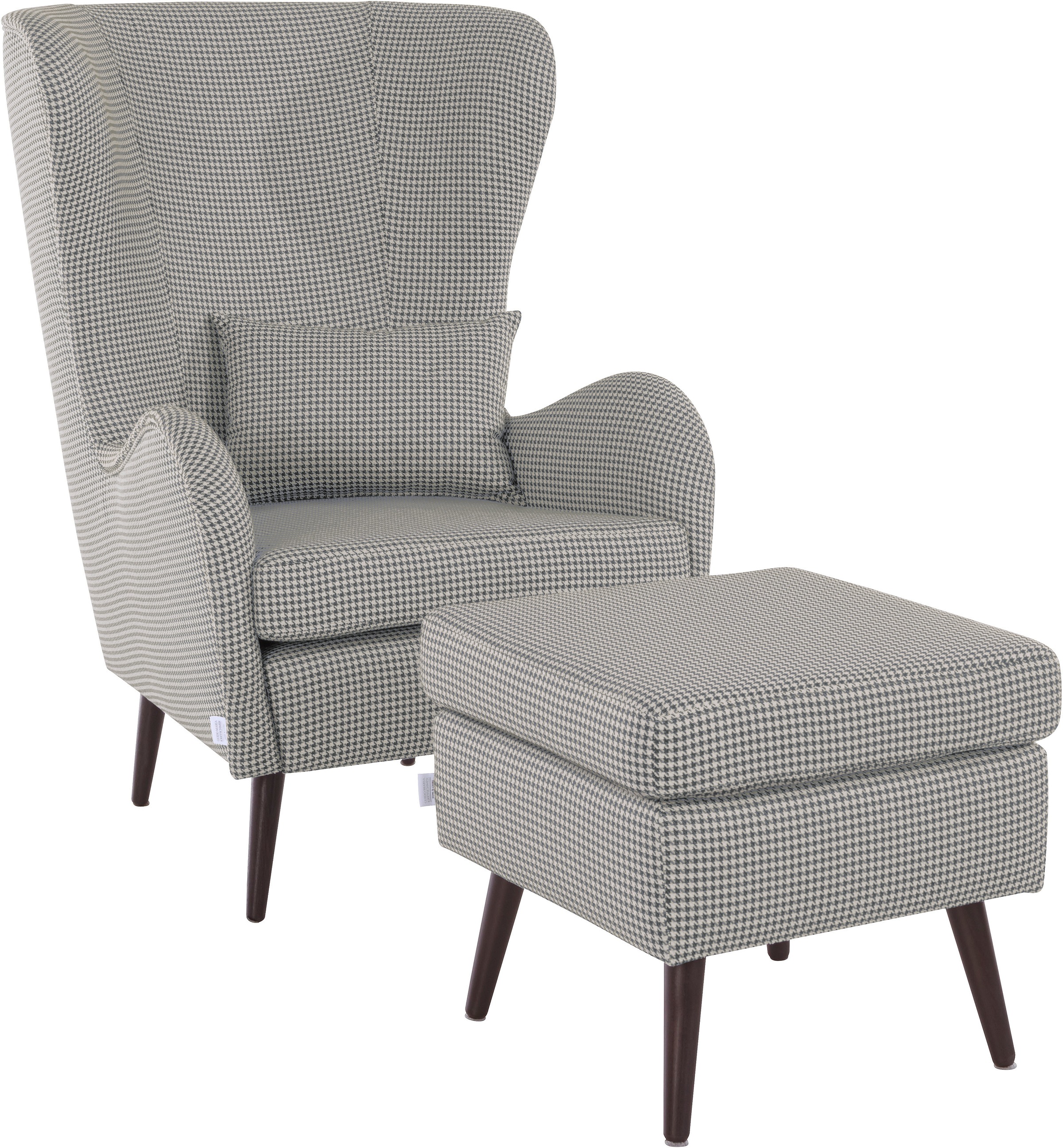 Sessel HOME AFFAIRE "Sallito, TV-Sessel, Ohrensessel mit", grau, B:76cm H:109cm T:85cm, Struktur Hahnentritt (67% Polypropylen, 33% Polyester);Samtoptik (100% Polyester);Fellimitat (100% Polyester);Samtcord (92% Polyester, 8% Polyamid);Struktur (100% Poly 5