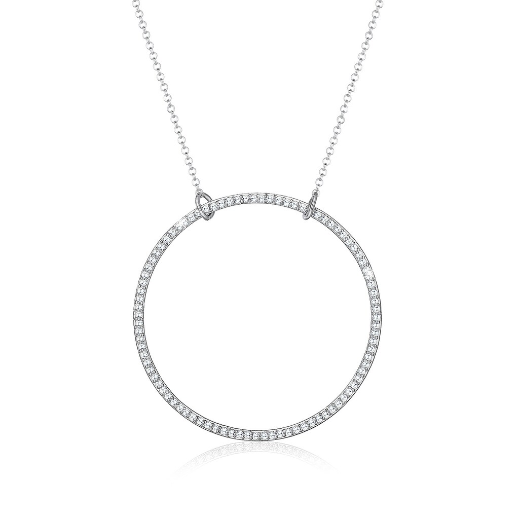 Elli Kette mit Anhänger »Funkelnd Kreis Geo Zirkonia 925 Sterling Silber«