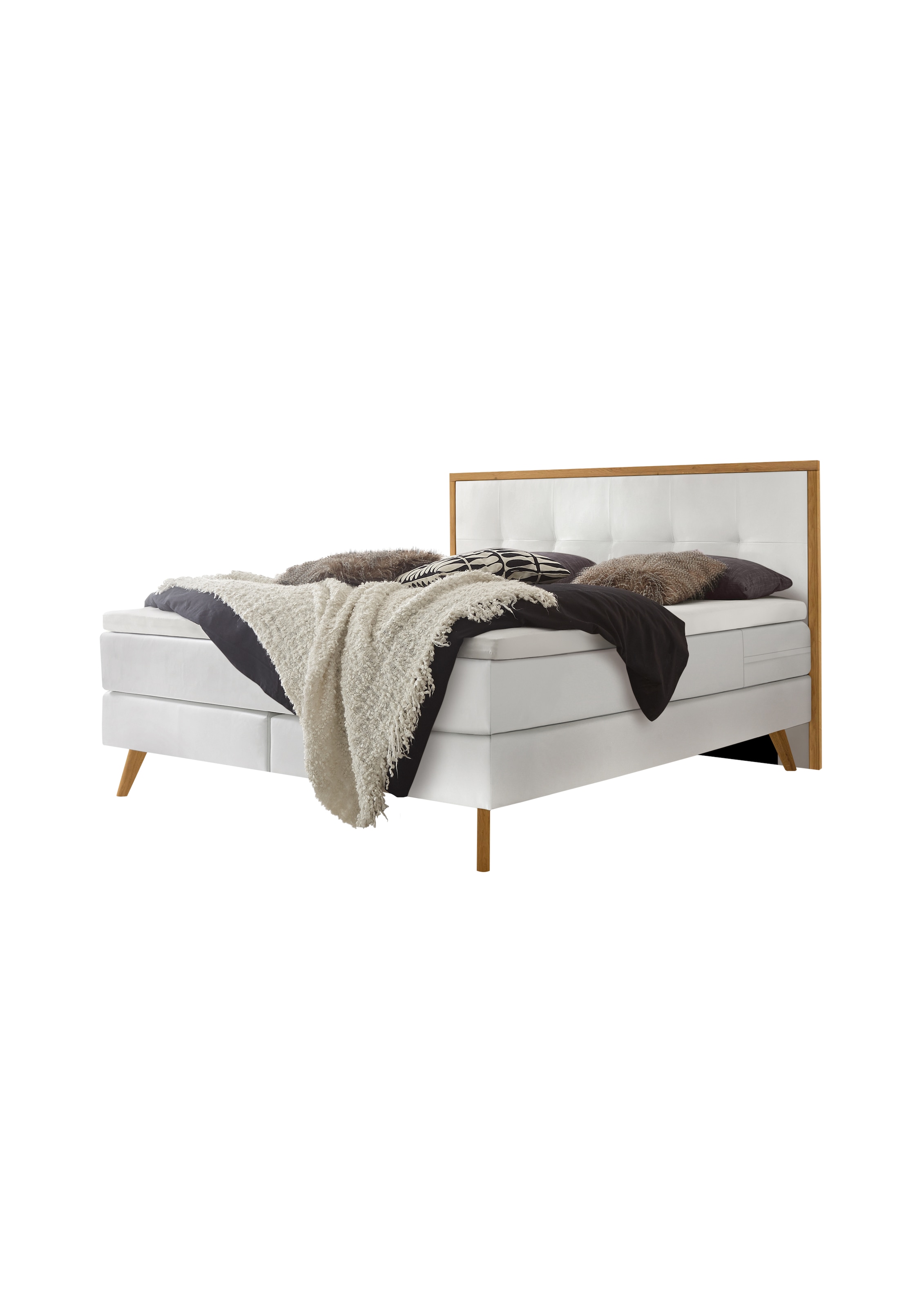 HASENA Boxspringbett Nordic, inkl. Topper, Kopfteilrahmen und Füsse aus massiver Eiche