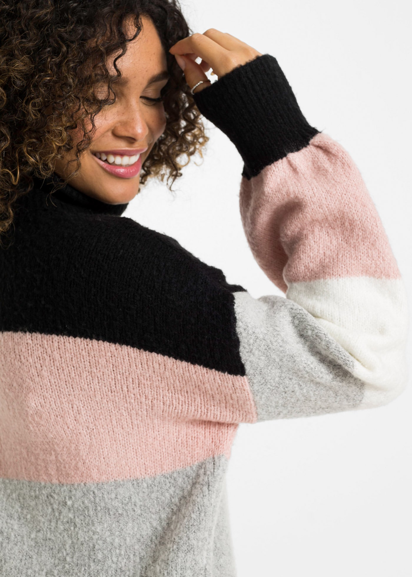 bonprix Longpullover »Long-Pullover« aus Polyacryl, Polyester und Elasthan, mit Rollkragen