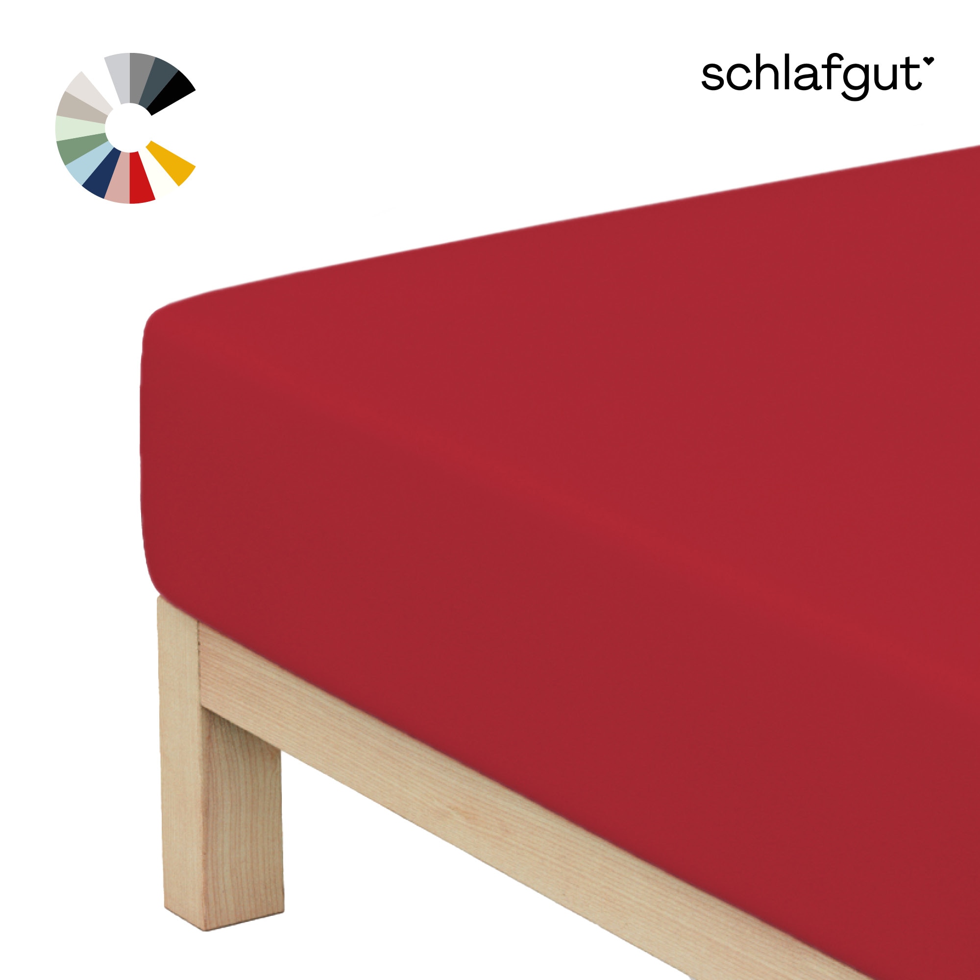 Schlafgut Spannbettlaken "Basic Cotton Bettlaken, 160 g/m², 100% Baumwolle, Spannbetttuch" Spannbettlaken bis 20 cm Matratzenhöhe, bügelfrei und pflegeleicht