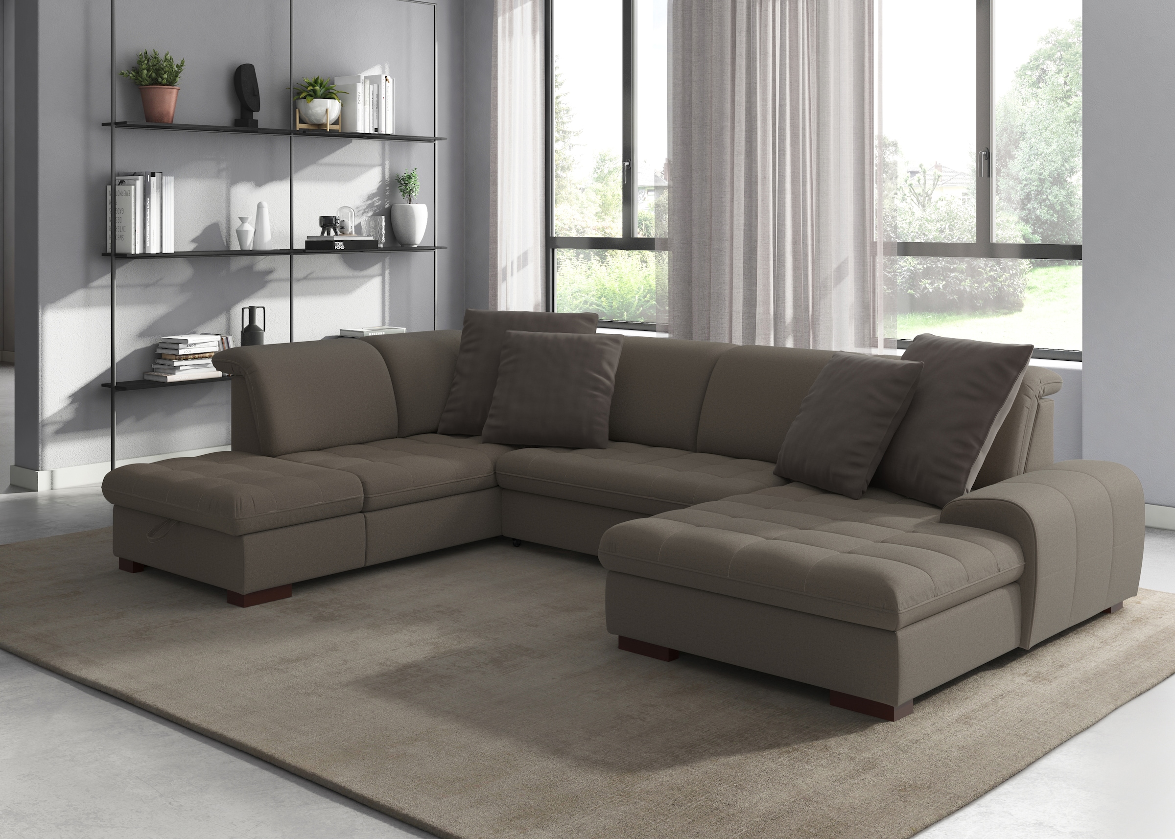 sit&more Wohnlandschaft "Luxor U-Form" wahlweise mit Schlaffunktion, Bettkasten und Kopfteilverstellung