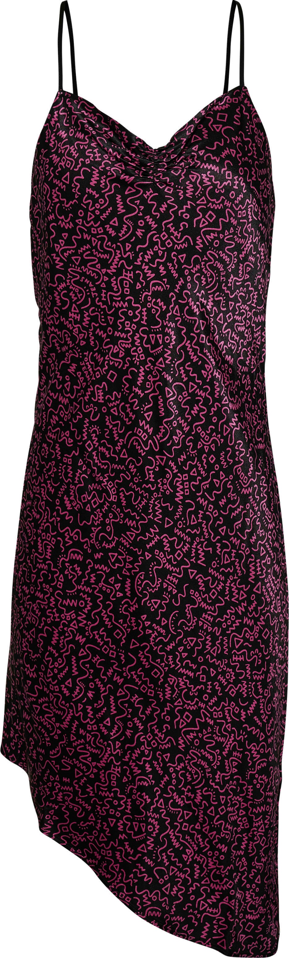 tommy jeans -  Partykleid "TJW CLUBBING AOP MIDI DRESS", mit asymmetrischem Saum & gerafftem Dekolleté