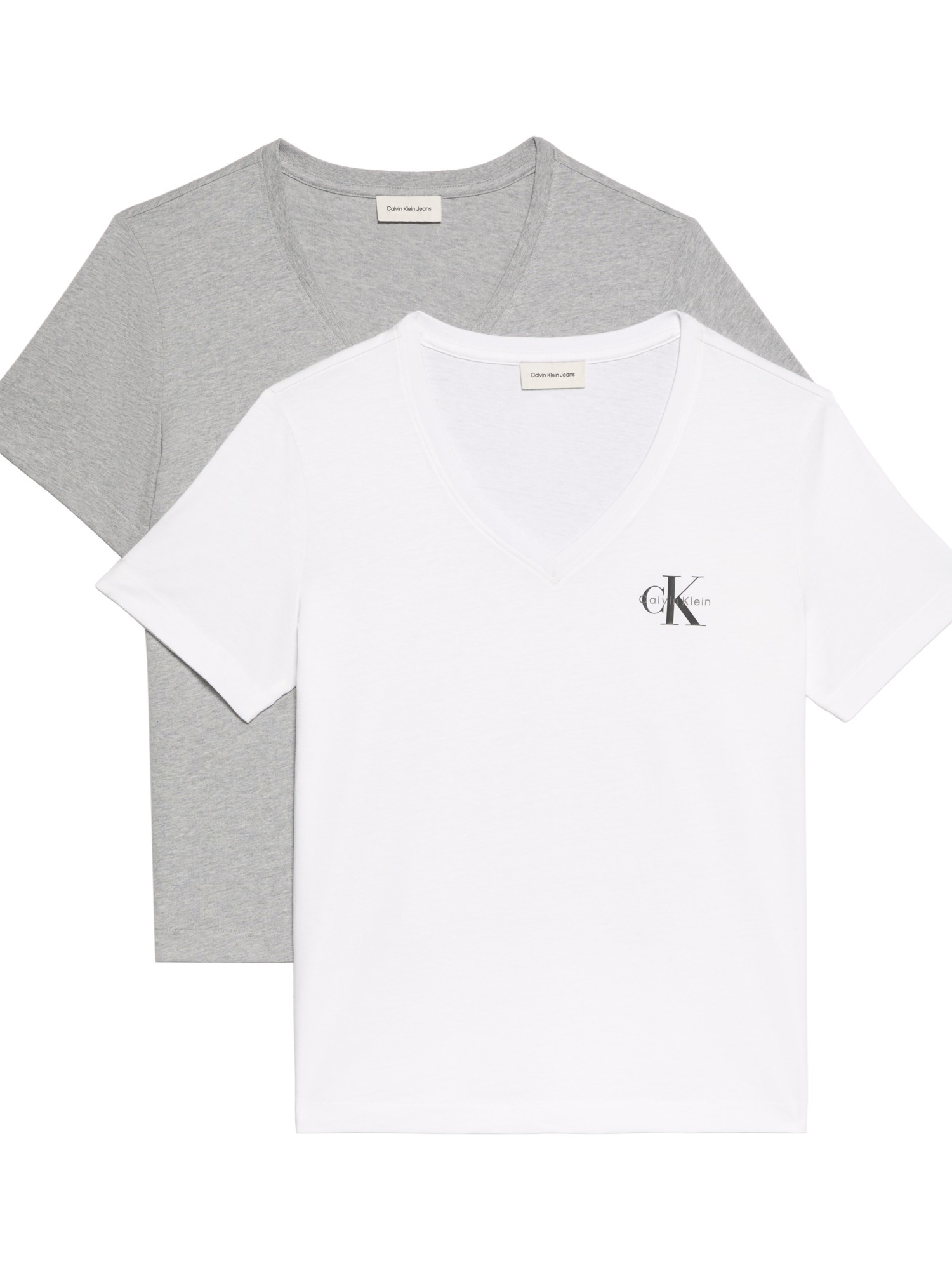 Calvin Klein Jeans Kurzarmshirt »A- Logo VN 2 pack Tee«, (Packung, 2er-Pack), Mit V-Ausschnitt