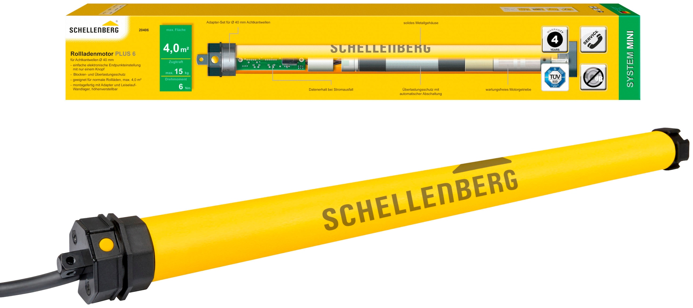 SCHELLENBERG Rollladenmotor "Plus, Rohrmotor mit elektronischer Endlageneinstellung"